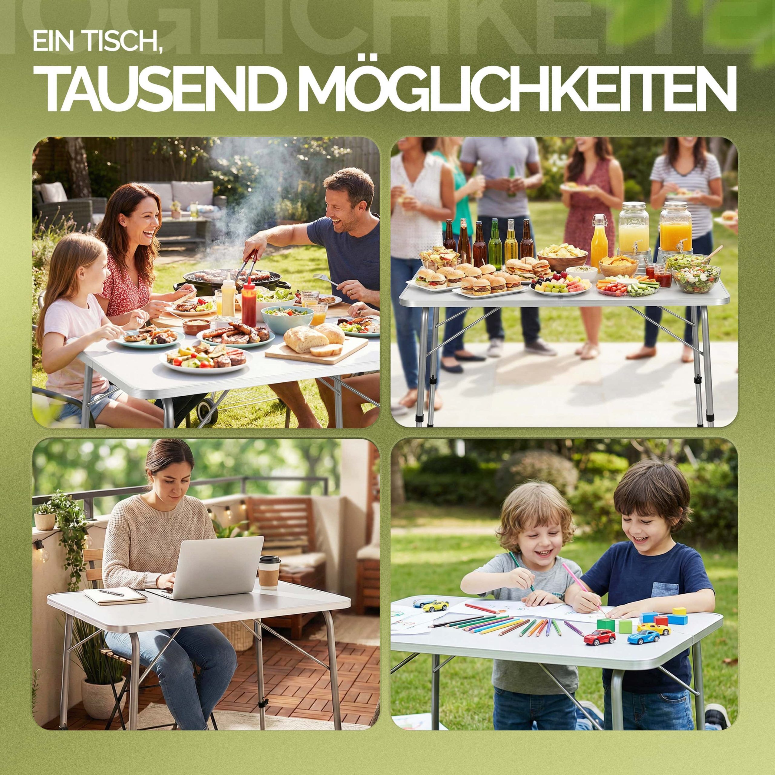 Gartentisch Silber Alu 80x55x50/69cm klappbar