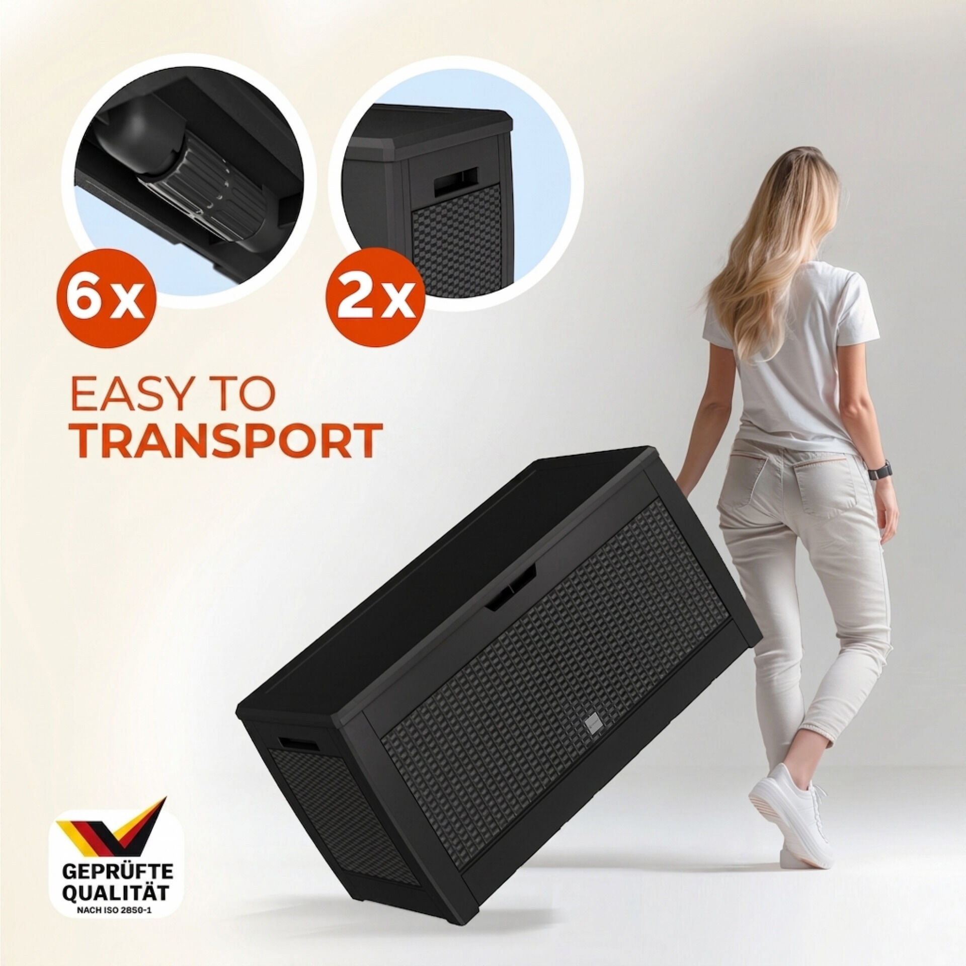 Gartenbox Rato 310L Anthrazit Rattan Optik wasserdicht