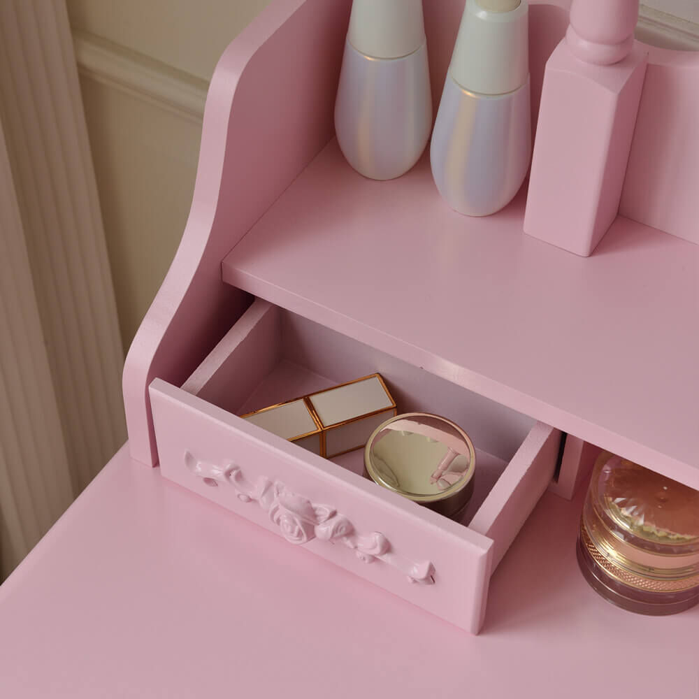 Schminktisch mit Spiegel und LED-Beleuchtung ROSY Rosa