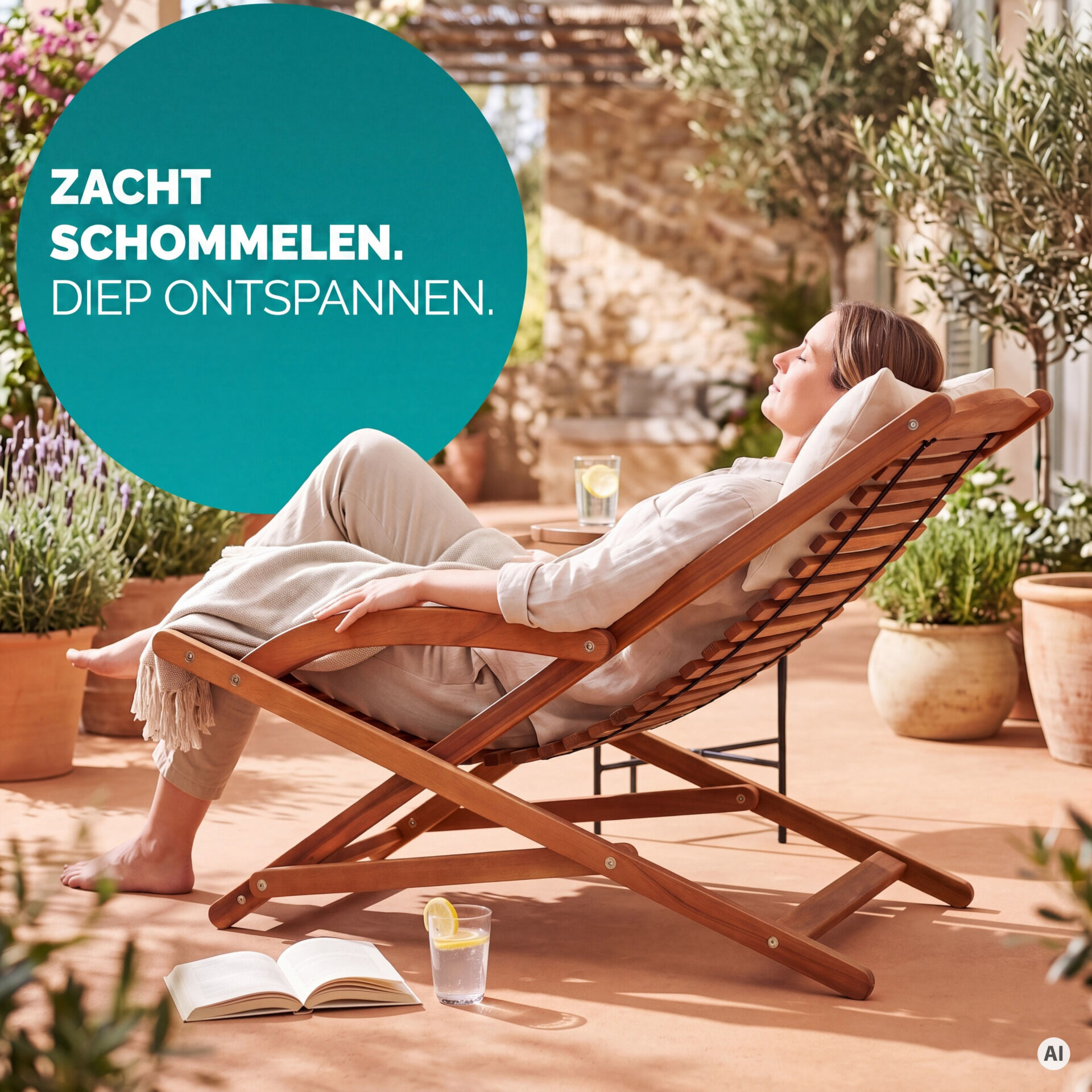 Gartenliege Akazienholz inkl Kopfkissen 166x70x70cm