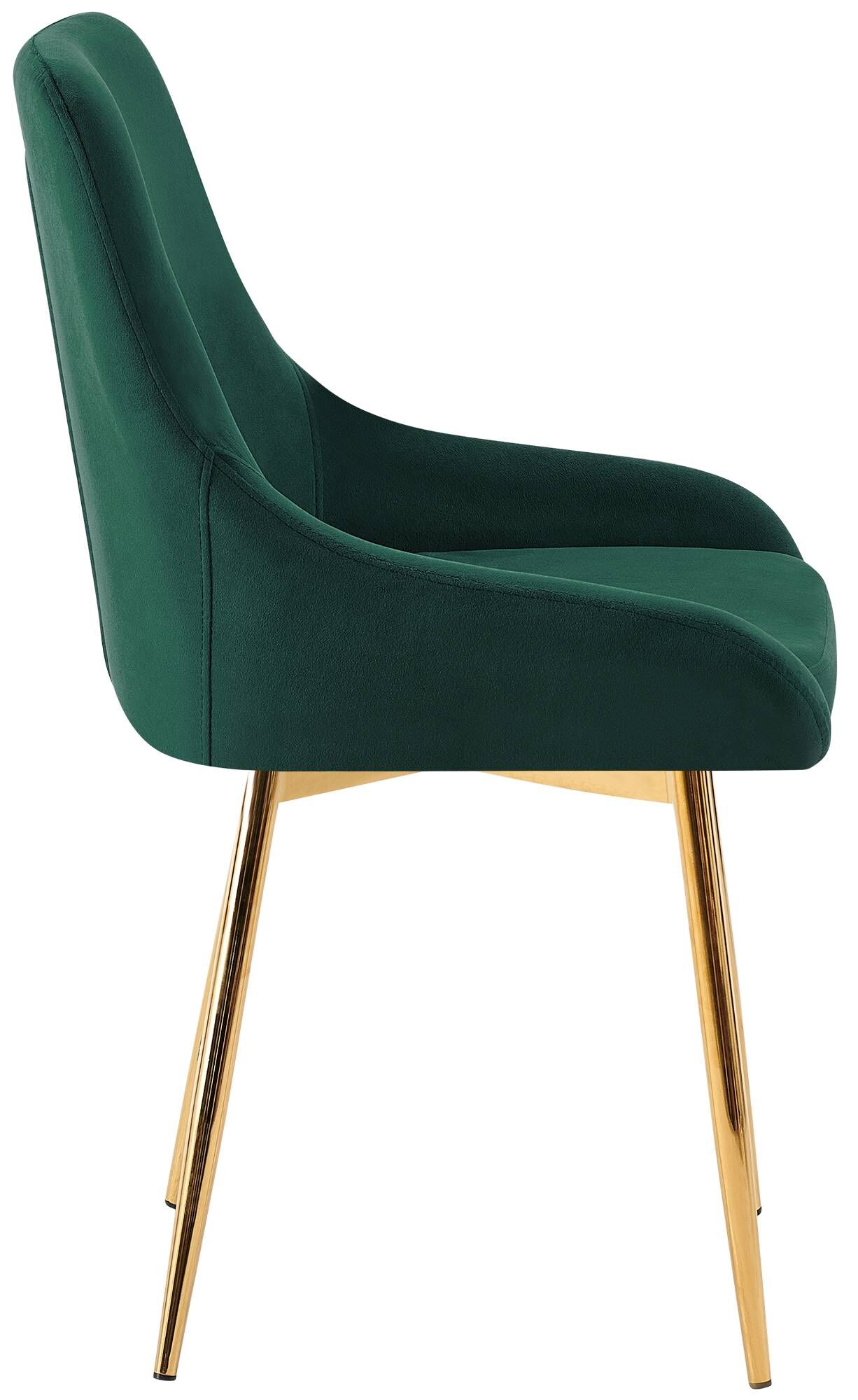 2er Set Esszimmerstuhl Elmira Samt gold, grün