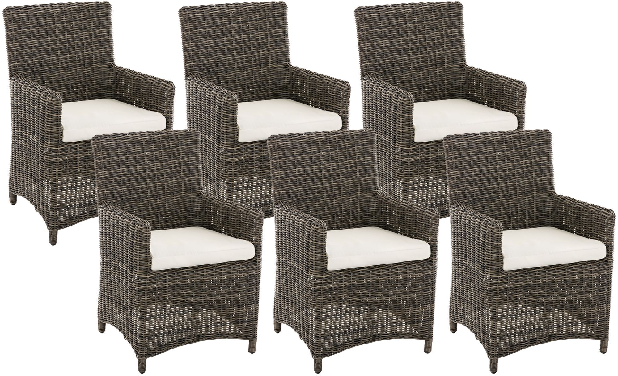 6er Set Stuhl Fontana / Sankt Marlo Cremeweiss 5mm, grau-meliert