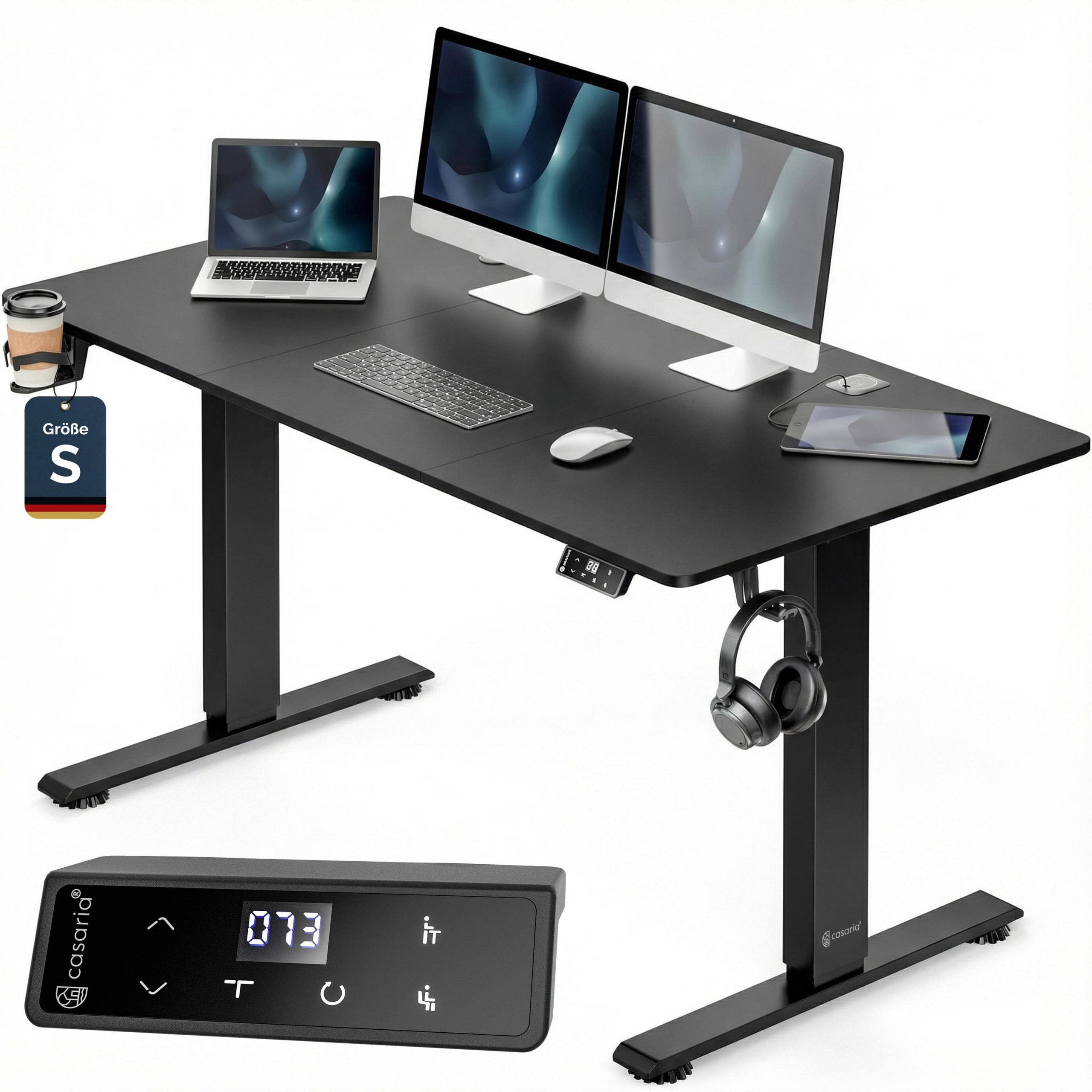 Höhenverstellbarer Schreibtisch Schwarz 120x60x72-117cm