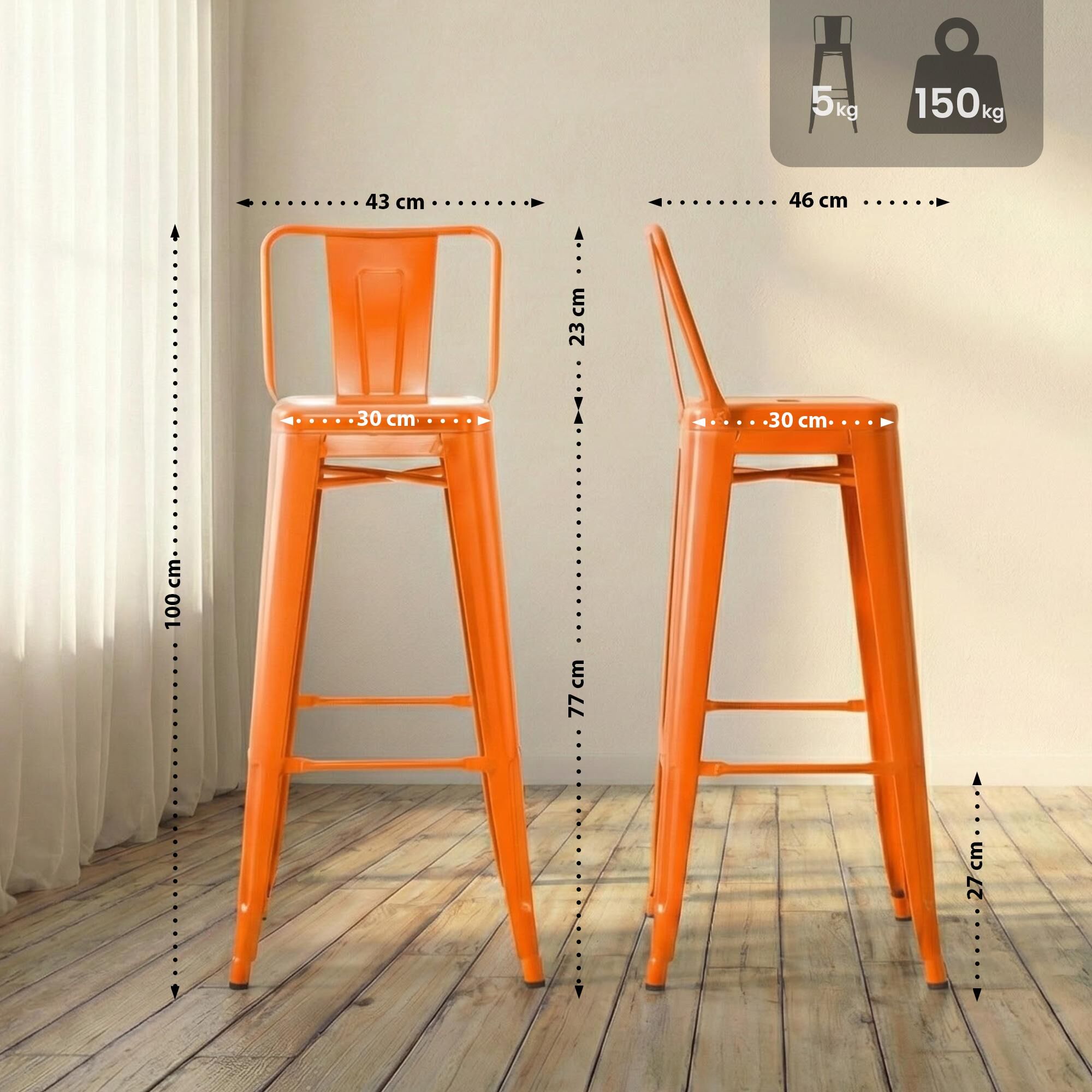 4er Set Barhocker Mason, orange