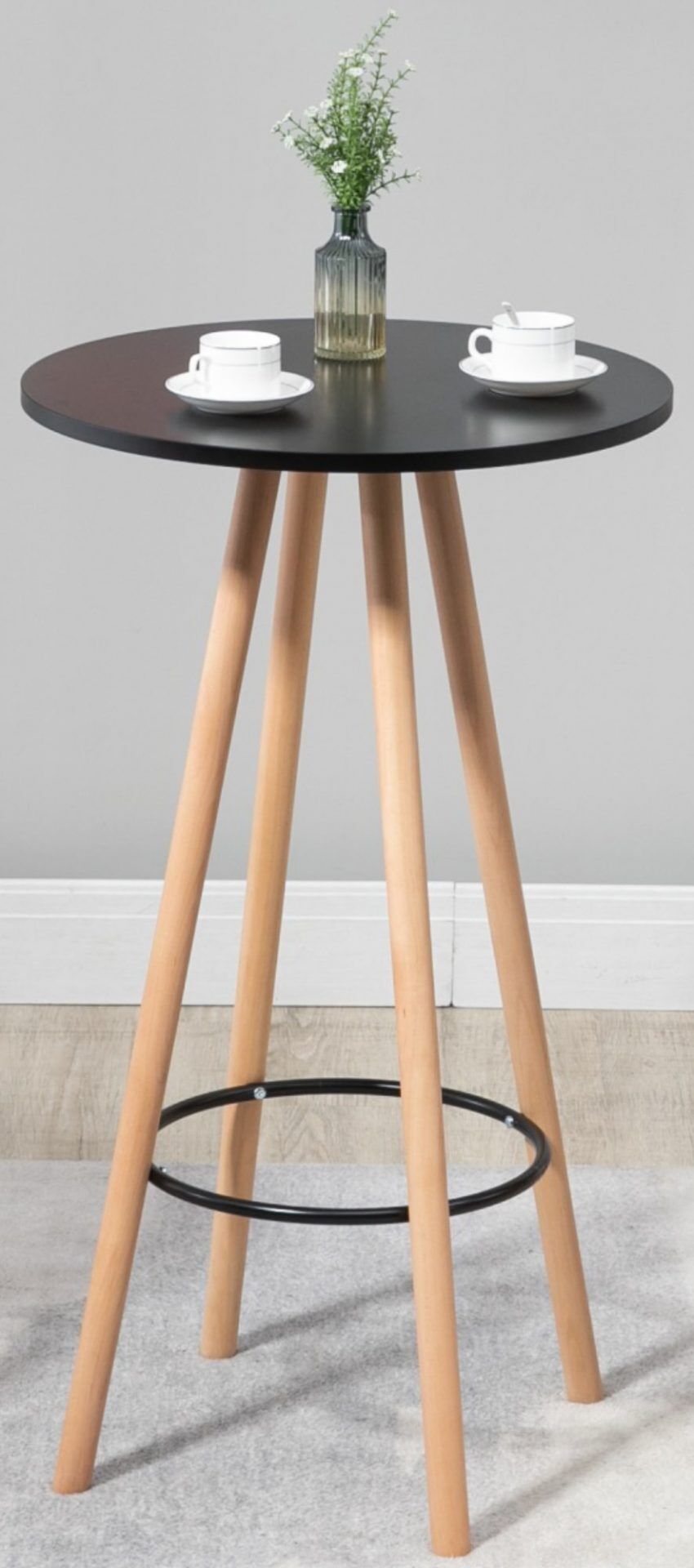 Stehtisch Livia rund, natura/schwarz