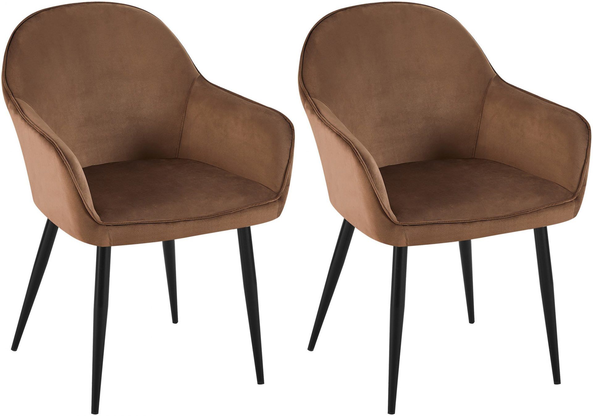 2er Set Esszimmerstuhl Boise Samt, braun