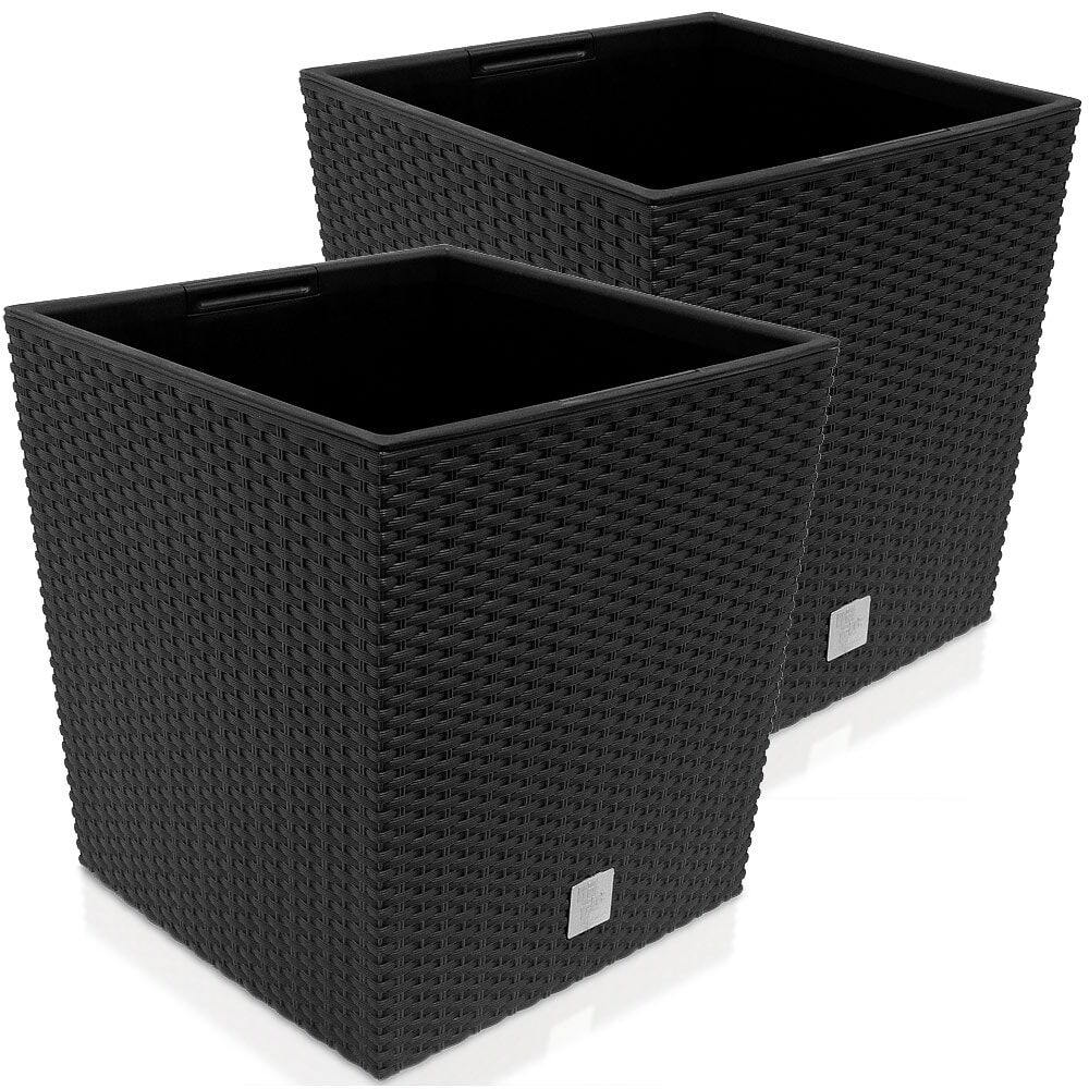 Blumentopf Rato Low 2er-Set Anthrazit 32x32x33cm