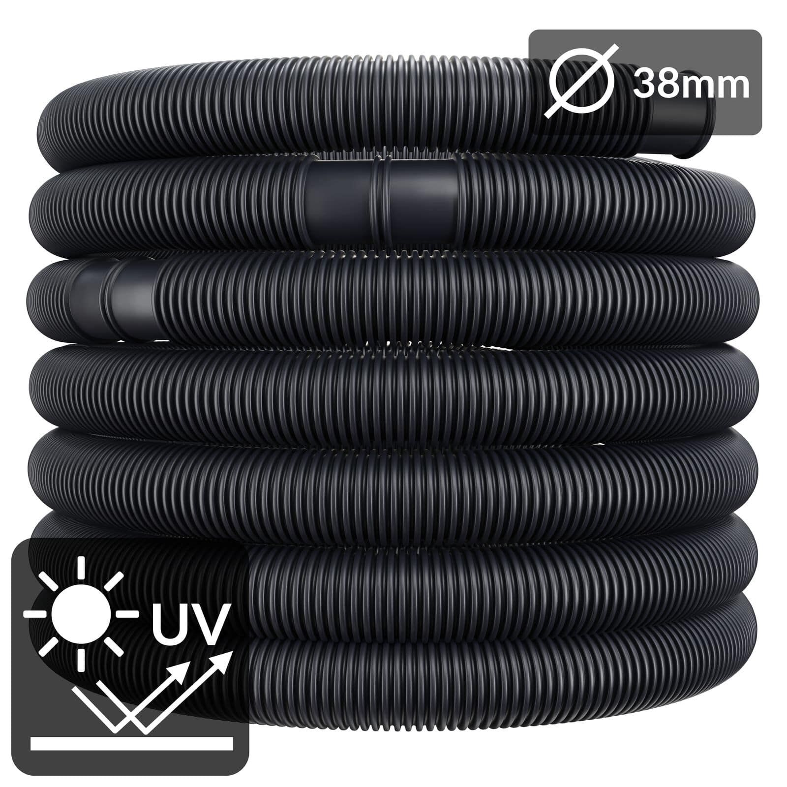 Poolschlauch Schwarz Ø38mm 14m