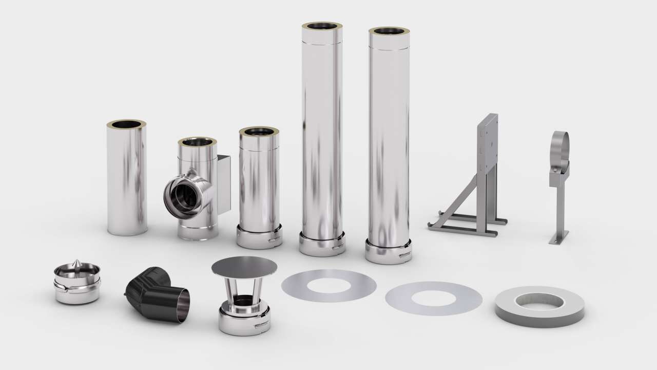 Fintec Holz Saunaofen Set LORA inkl. Schornsteinset zur Wanddurchführung