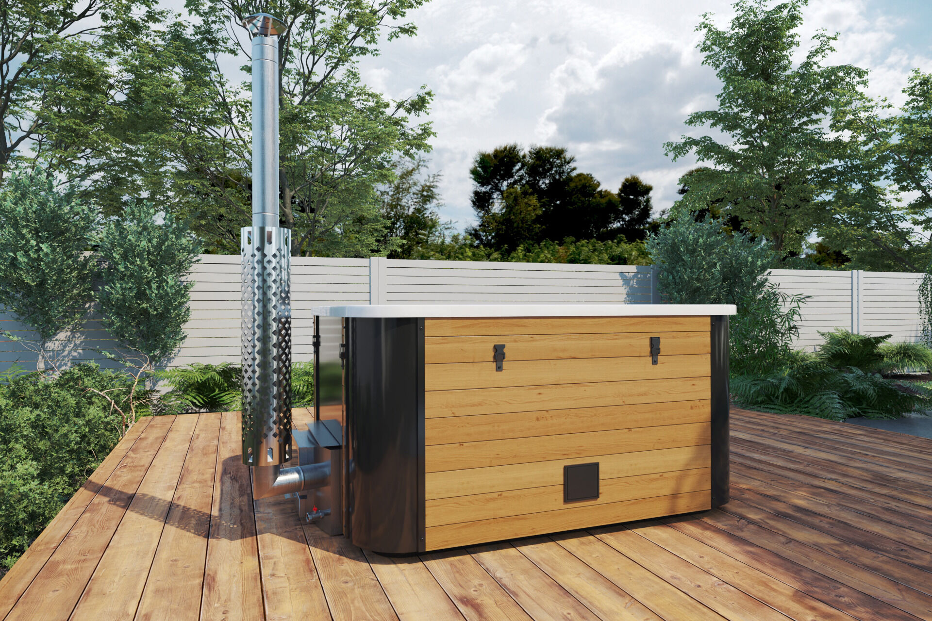 Badefass Topset mit Holzofen | Thermoholz | Acryl-Einsatz