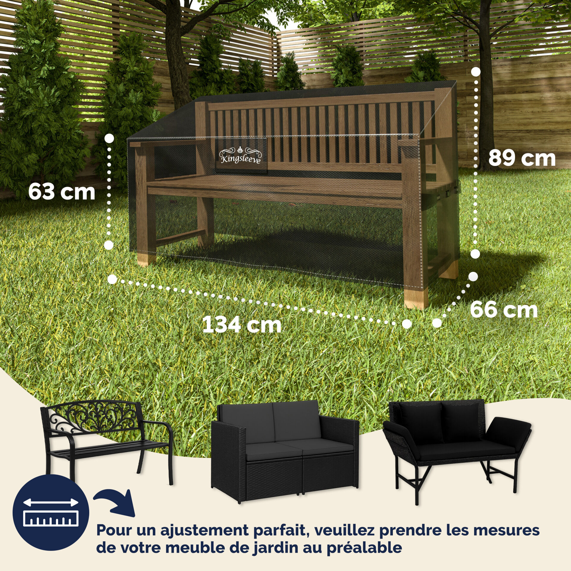 Abdeckplane Gartenbank Anthrazit 134x66x63/89cm 9100mm Wassersäule