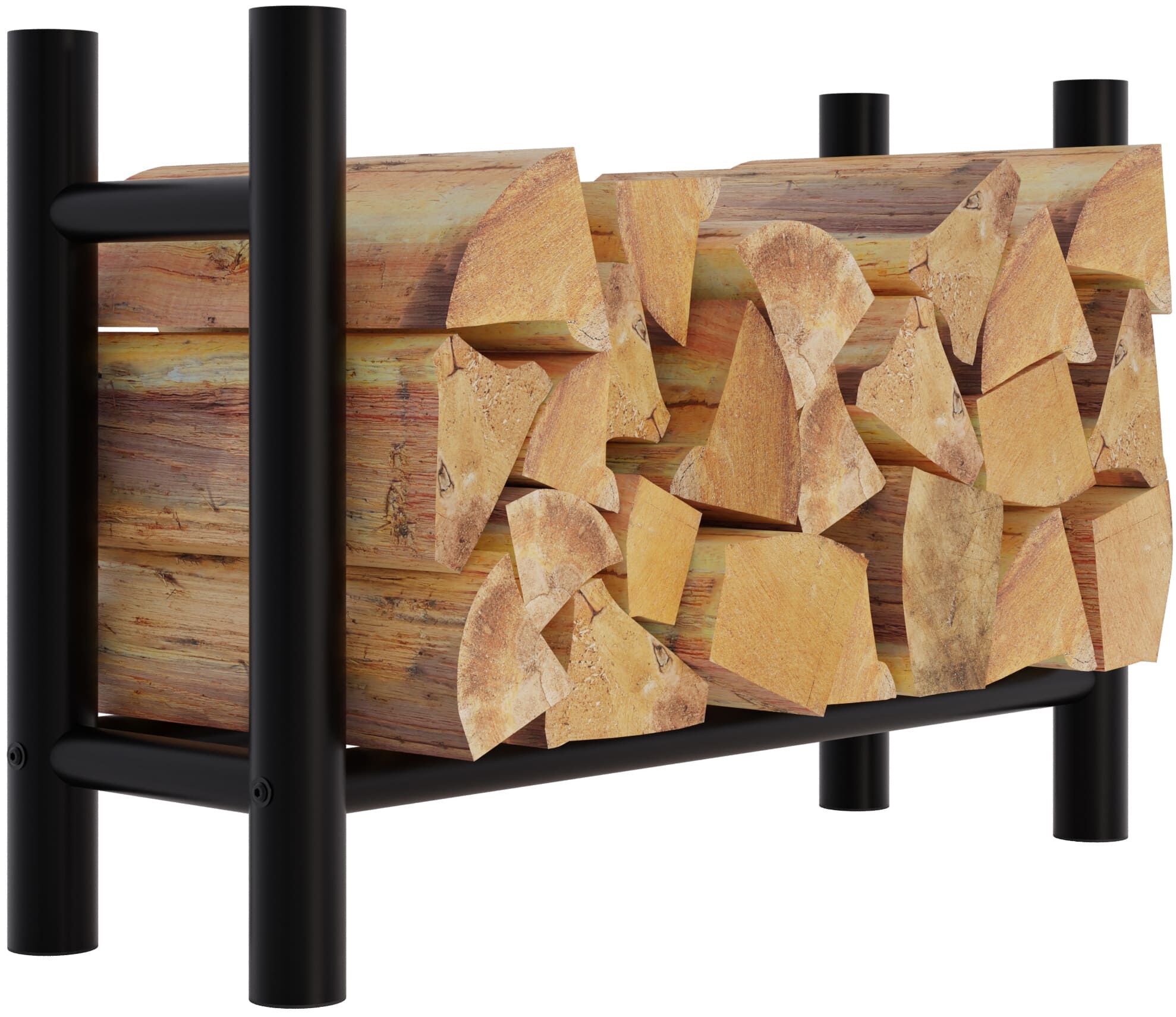 Kaminholzständer Medya rund 30x80x60 cm, schwarz
