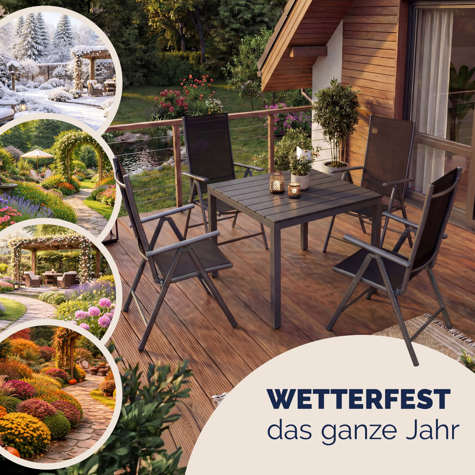 Garten-Sitzgruppe Bern 5-tlg Anthrazit Alu WPC Tischplatte