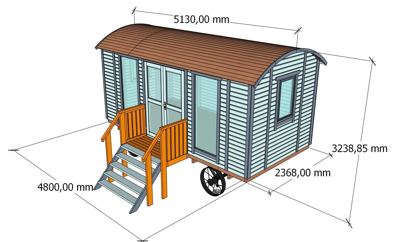 Tinyhaus Bauwagen Zirkuswagen Schäferwagen Pipowagen XXL 480, ohne Räderset