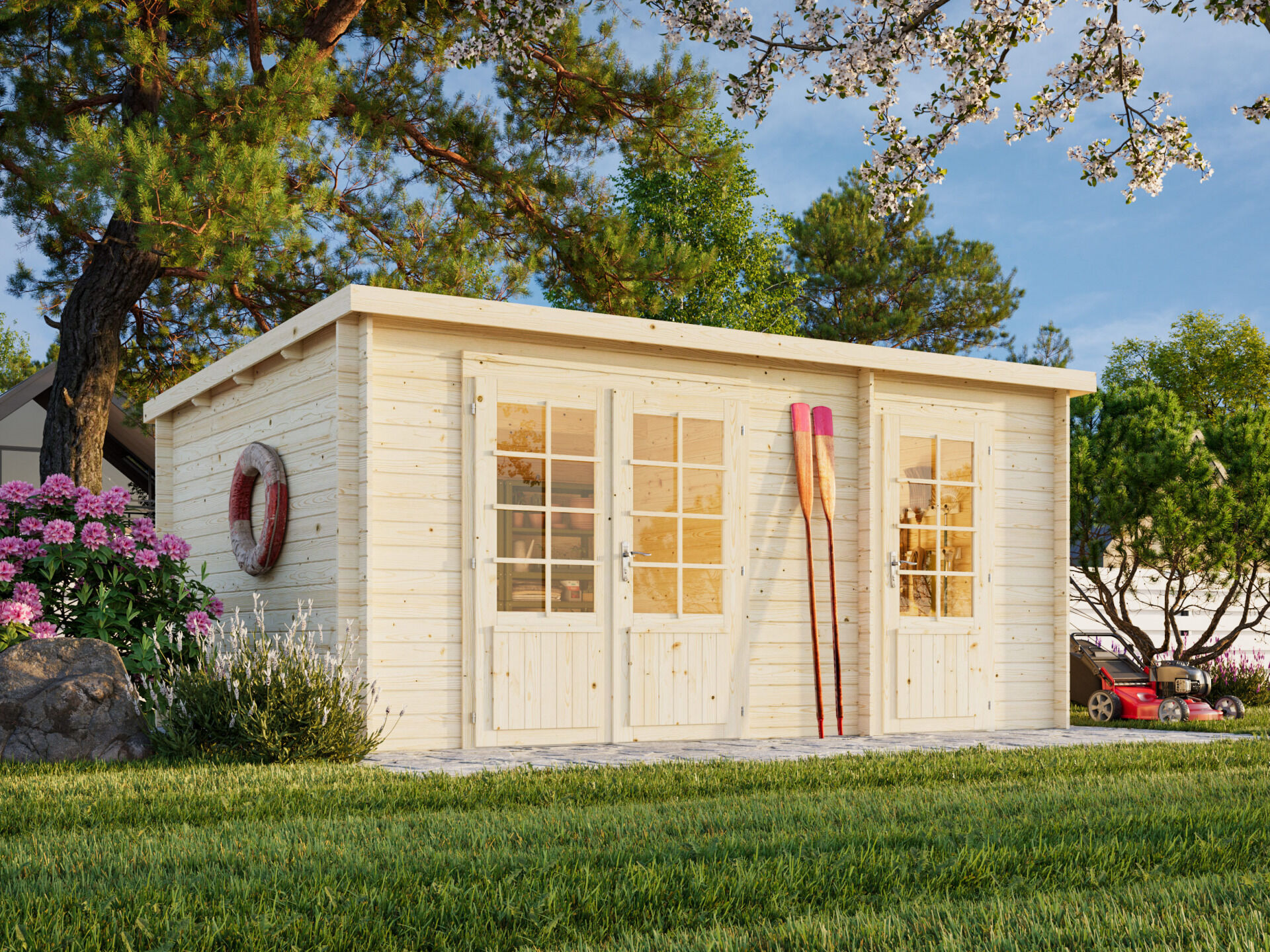 Flachdach Palmako Gartenhaus Ella 13,1 m²