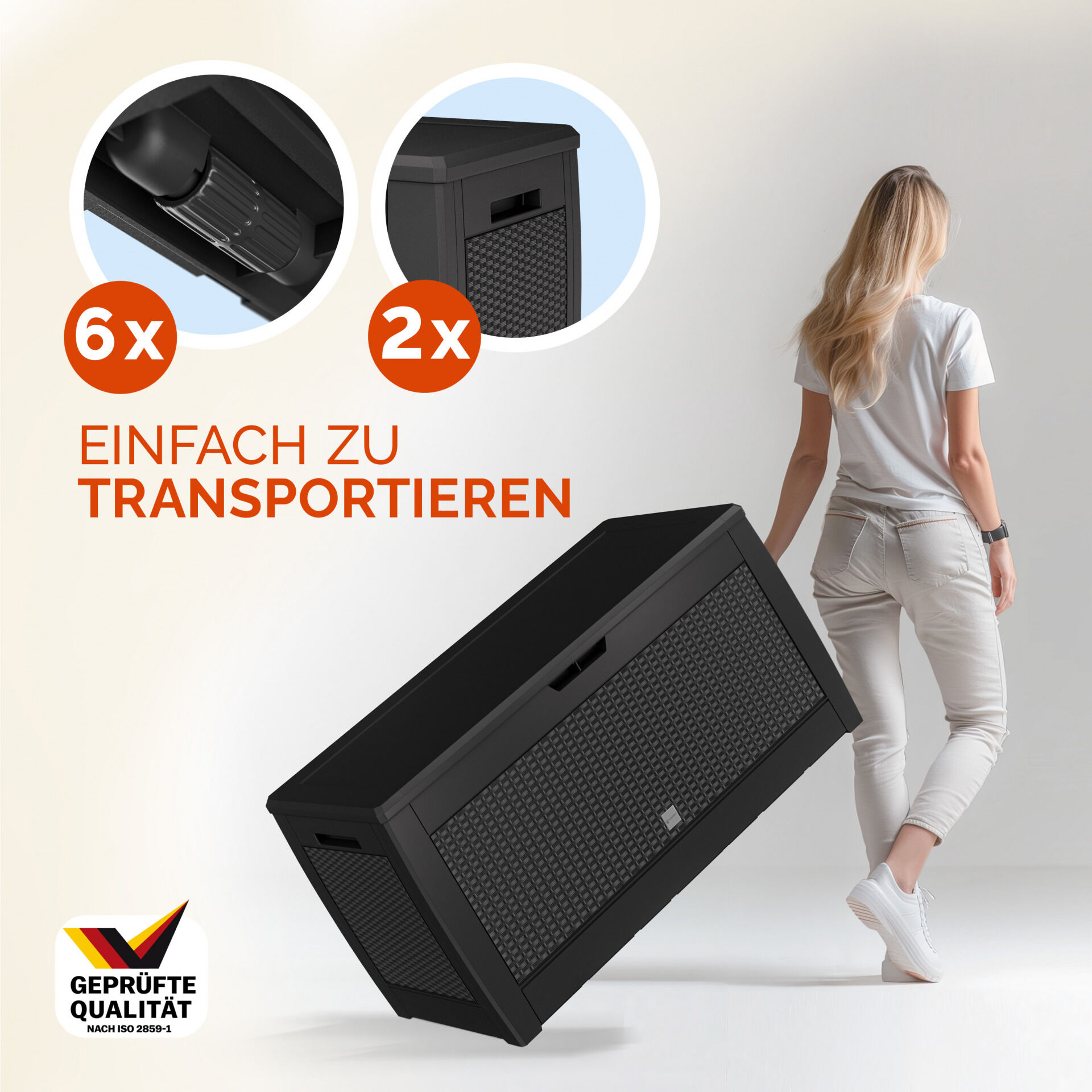 Gartenbox Rato 310L Anthrazit Rattan Optik wasserdicht