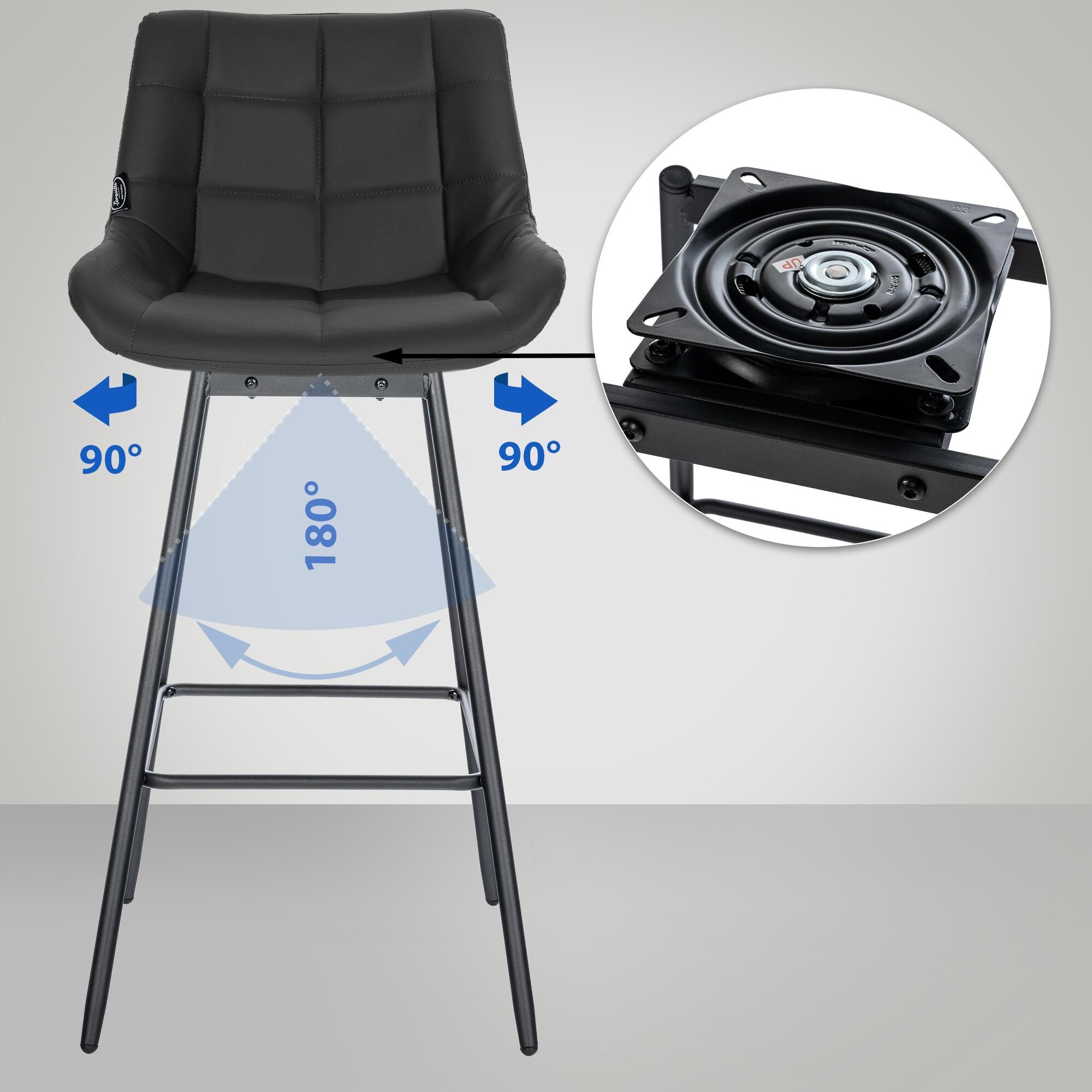 Barhocker Weston Schwenkbar Kunstleder, schwarz