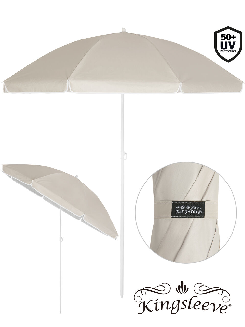 Sonnenschirm Cyprus Beige 180cm UV-Schutz 50+ Neigefunktion