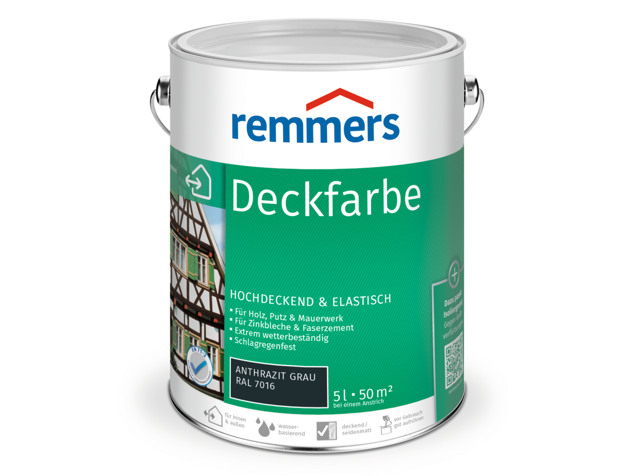 Remmers Deckfarbe 5 l, fenstergrau (RAL 7040)