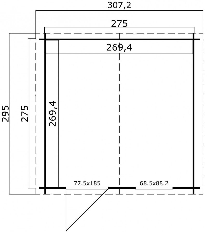 Grundriss Lasita Maja Gartenhaus Nina 275