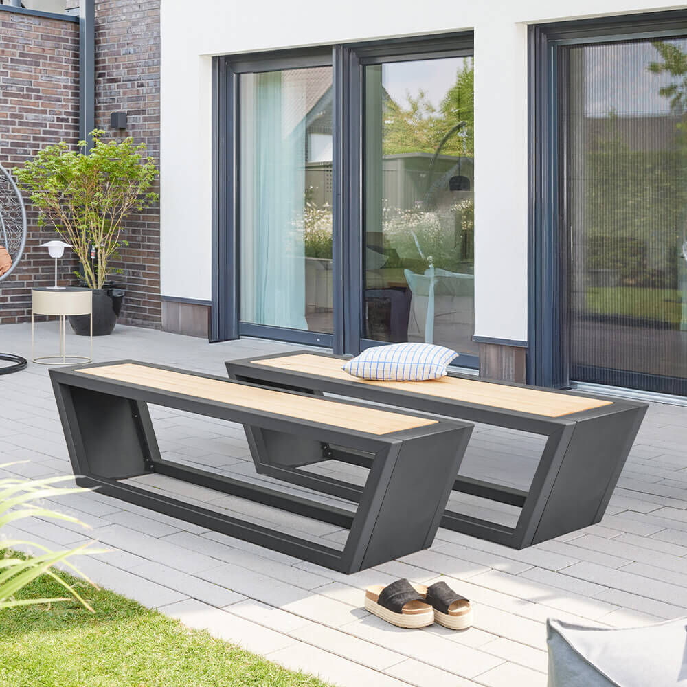 Sitzgarnitur aus Stahl KOBON Anthrazit - Made in Germany - 2 x Bank