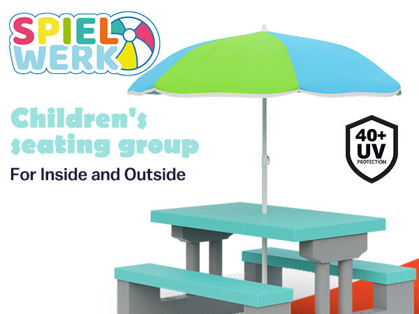 Kindersitzgruppe Mint mit Sonnenschirm