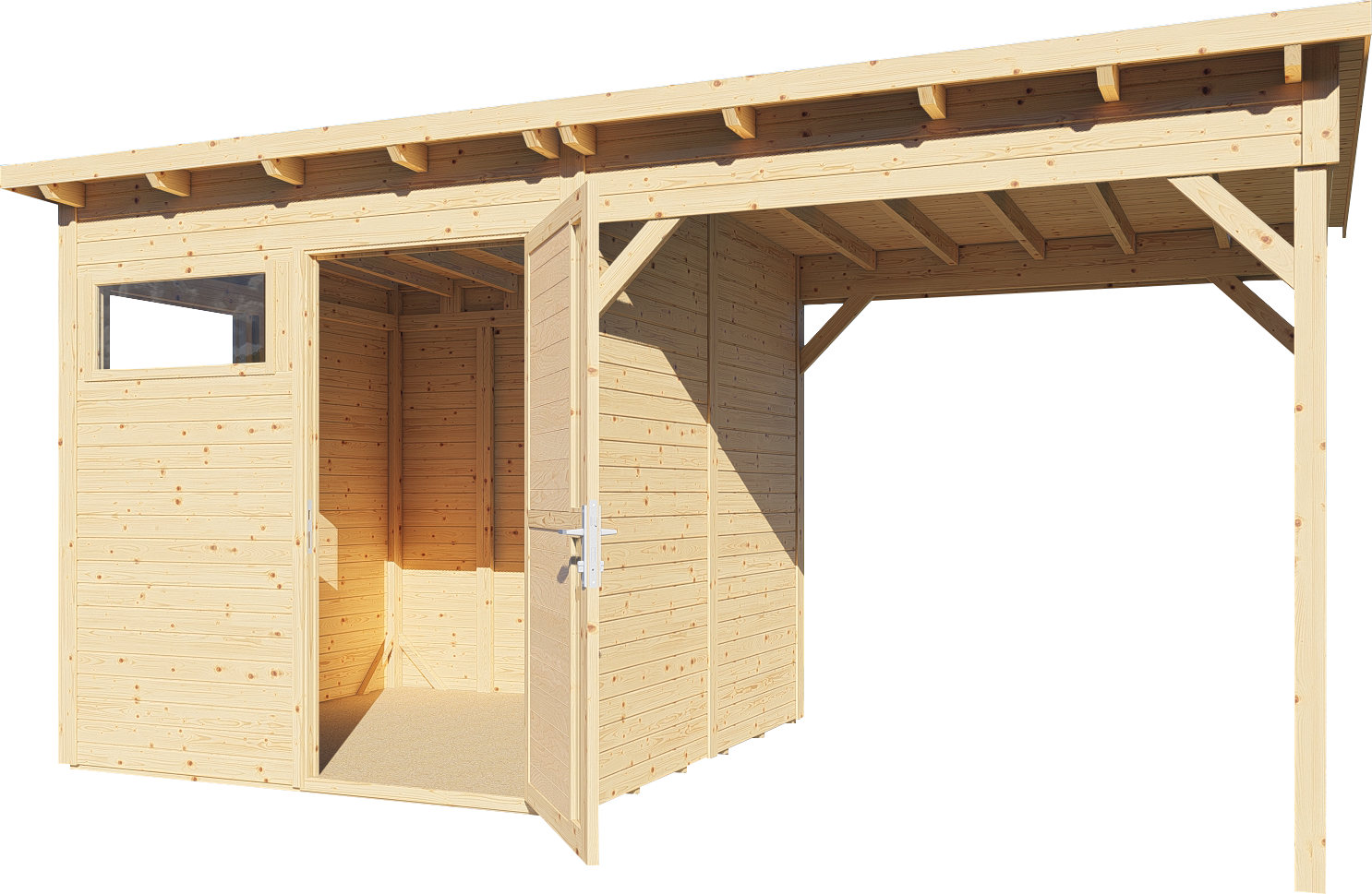 Gartenhaus Holz Pentus 2 Lounge naturbelassen 449 x 234 cm