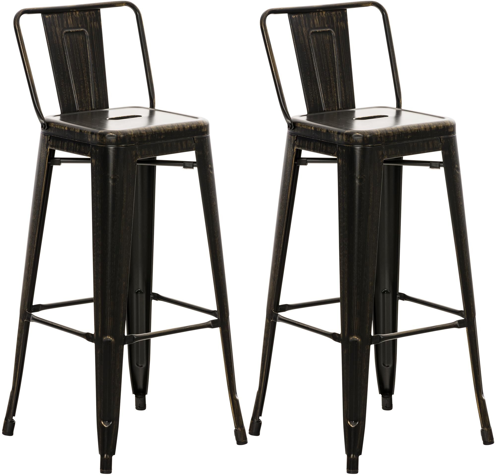 2er Set Barhocker Mason, schwarz-gold