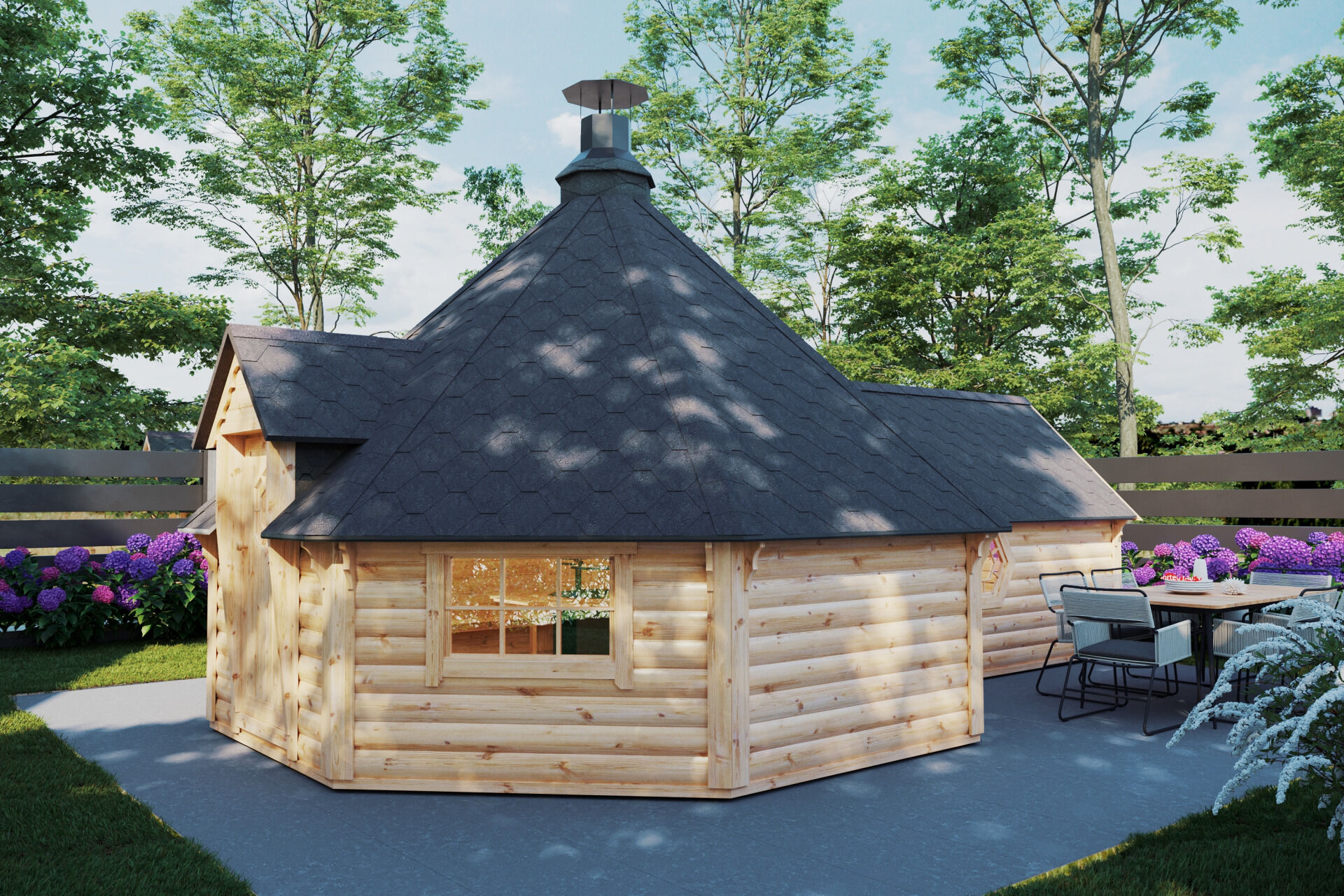 Finn Art Grillkota Elegance 16,5 m² mit Saunaanbau, Schwarz