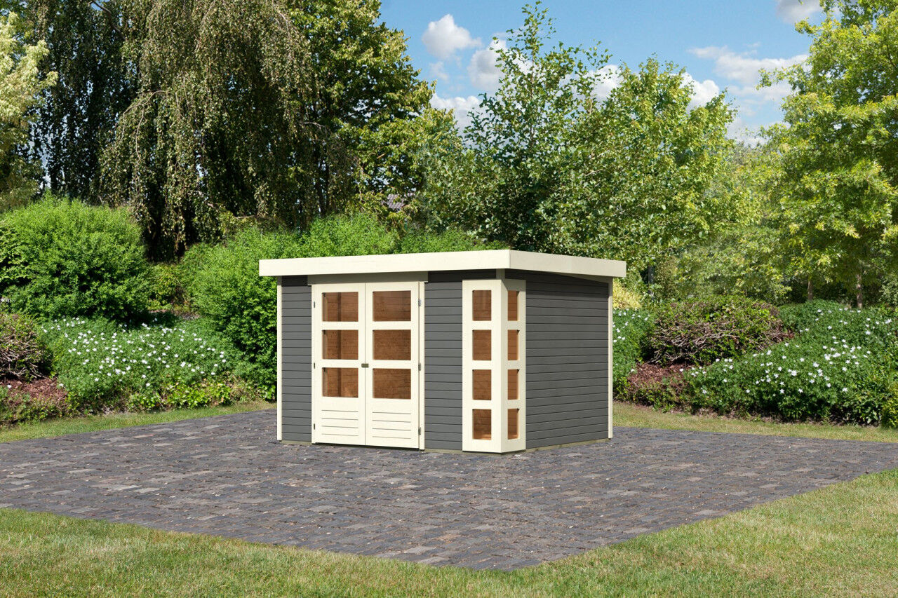 Flachdach Gartenhaus Kerko 5 terragrau