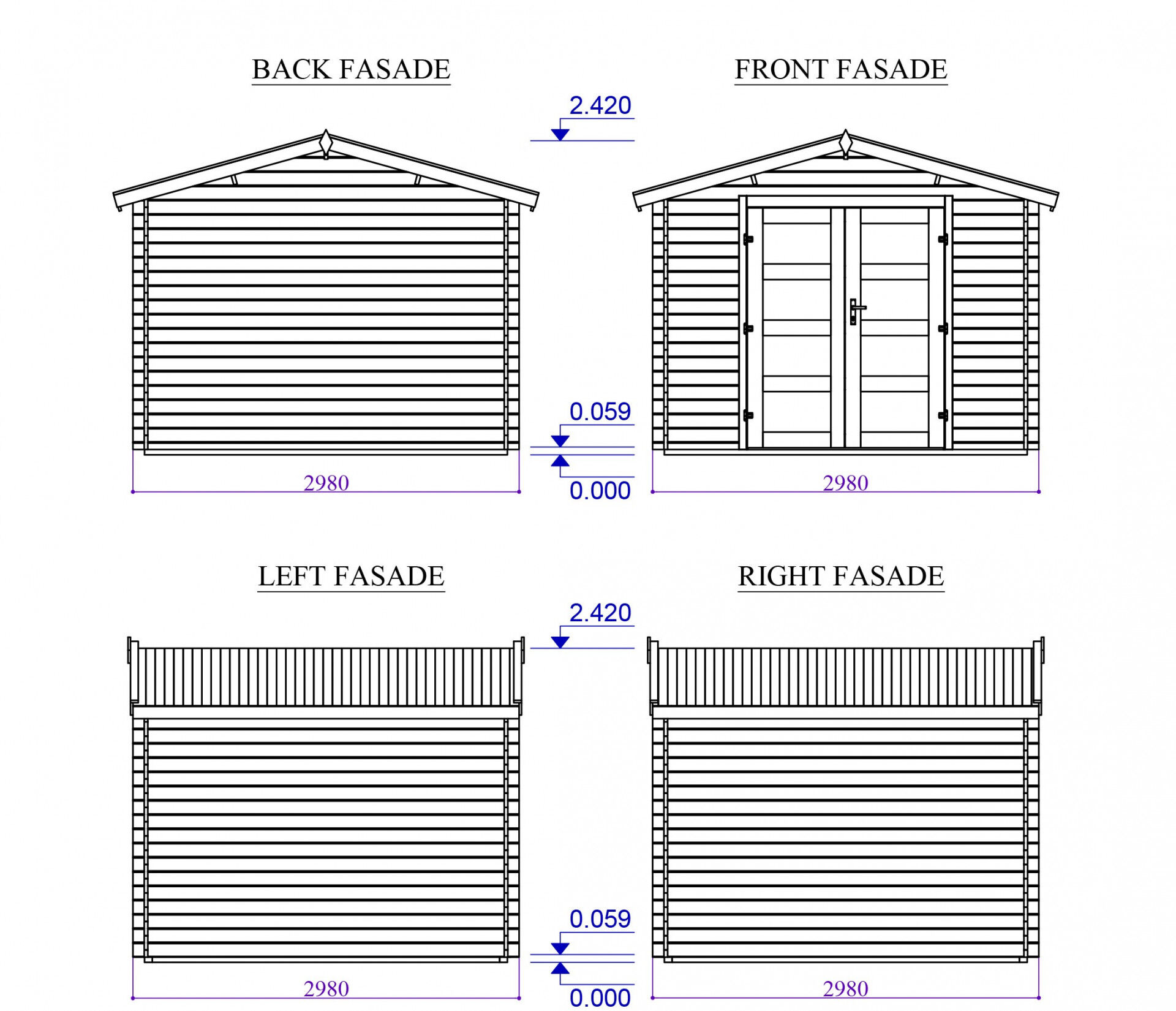 Gartenhaus 3×3 Funny 12 Holz Gartenhaus mit Doppeltür und Satteldach