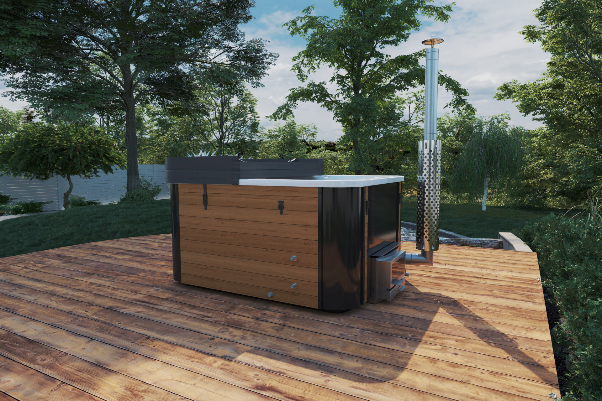 Badefass Topset mit Holzofen | Thermoholz | Acryl-Einsatz