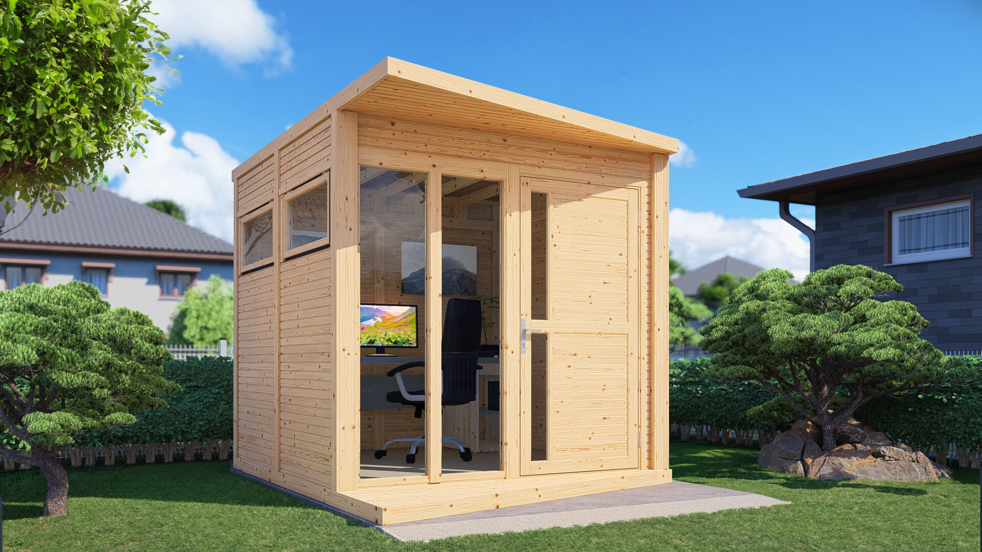 Gartenhaus Holz Concept Office naturbelassen 230 x 293 cm