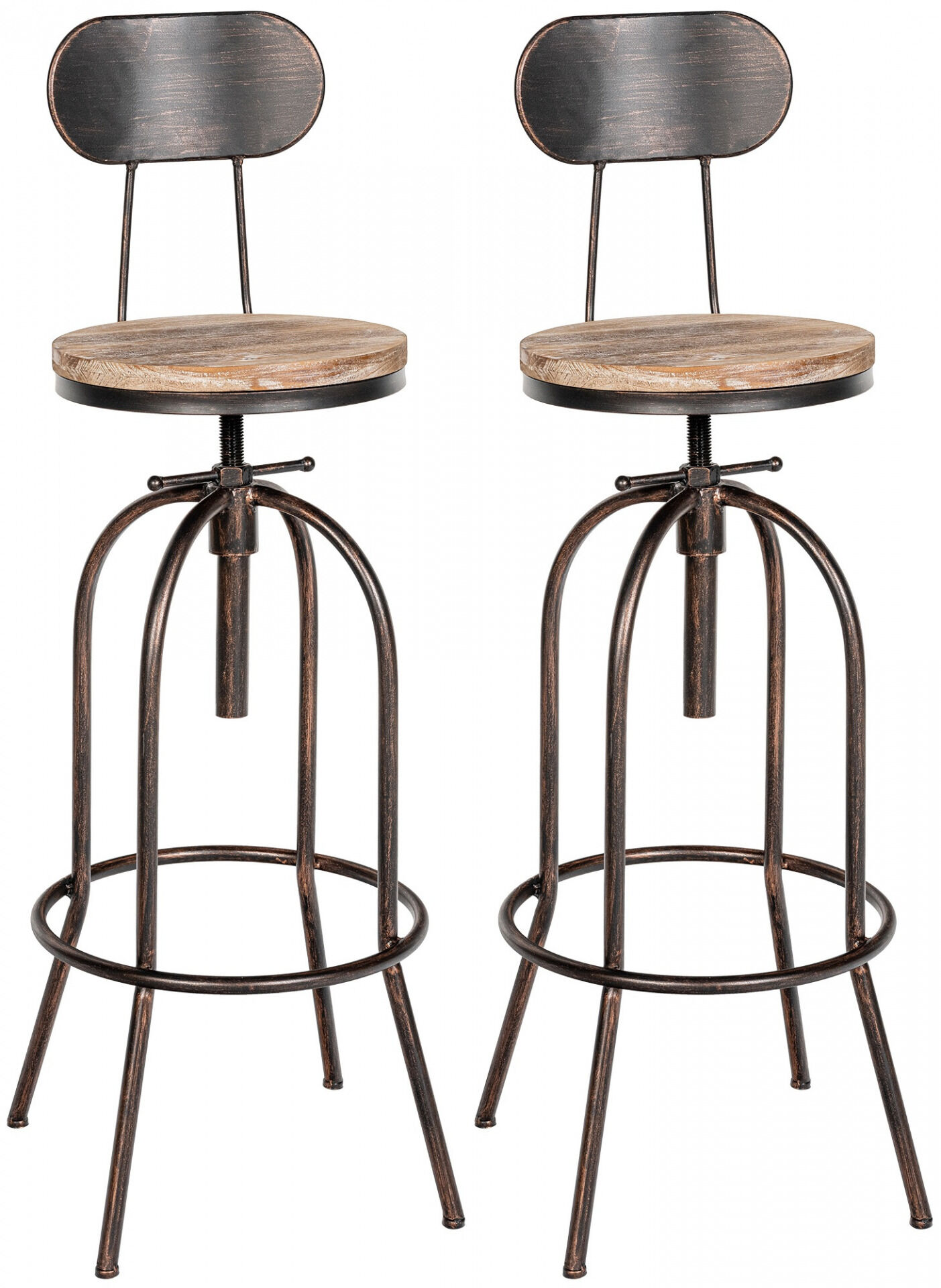 2er Set Barhocker Pino, Holz, bronze