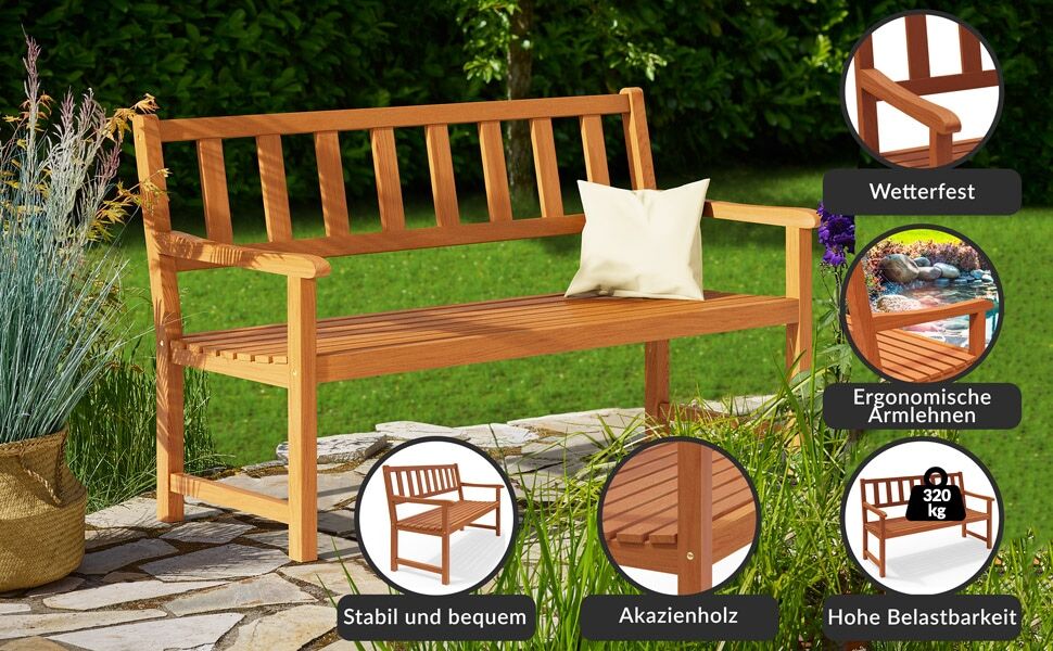 Gartenbank Kensington Akazienholz 120x90x50-58cm