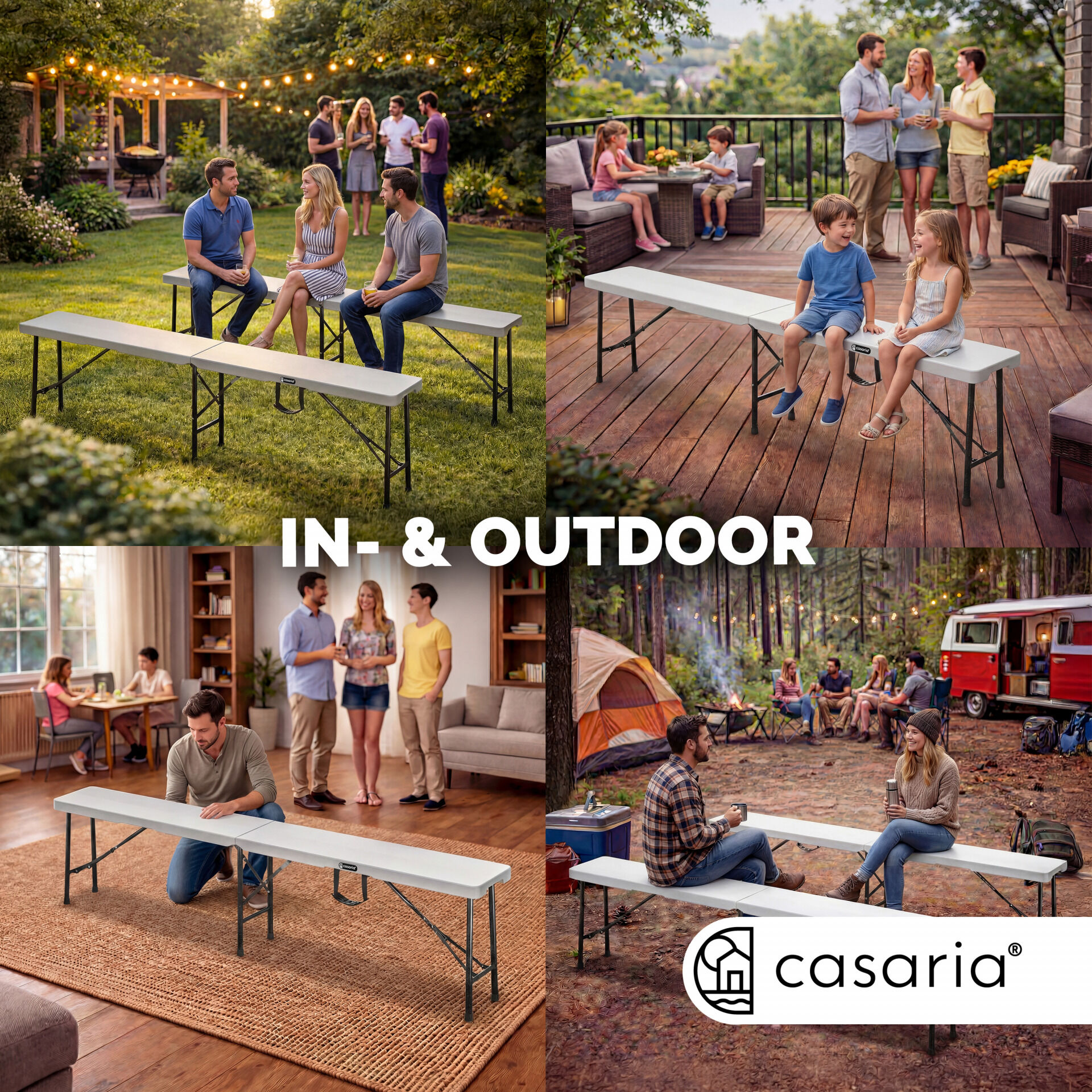 Bierbank 2er-Set klappbar platzsparend für 8 Personen 200kg je Bank