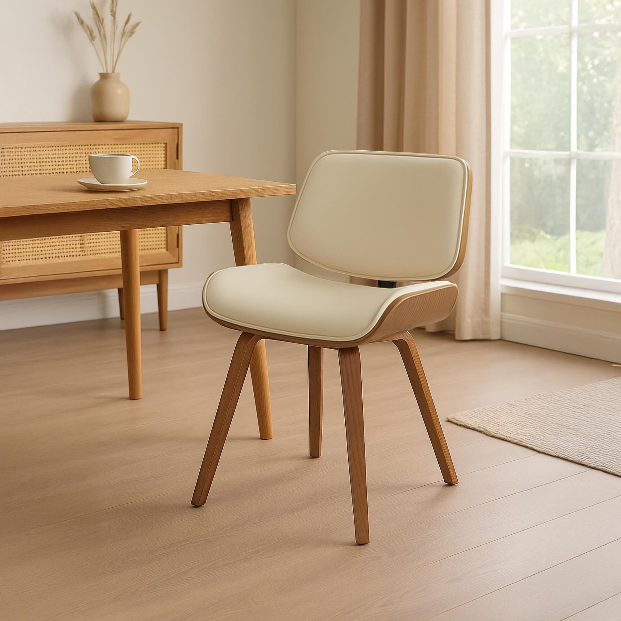 Besucherstuhl Beverley Kunstleder, walnuss/creme