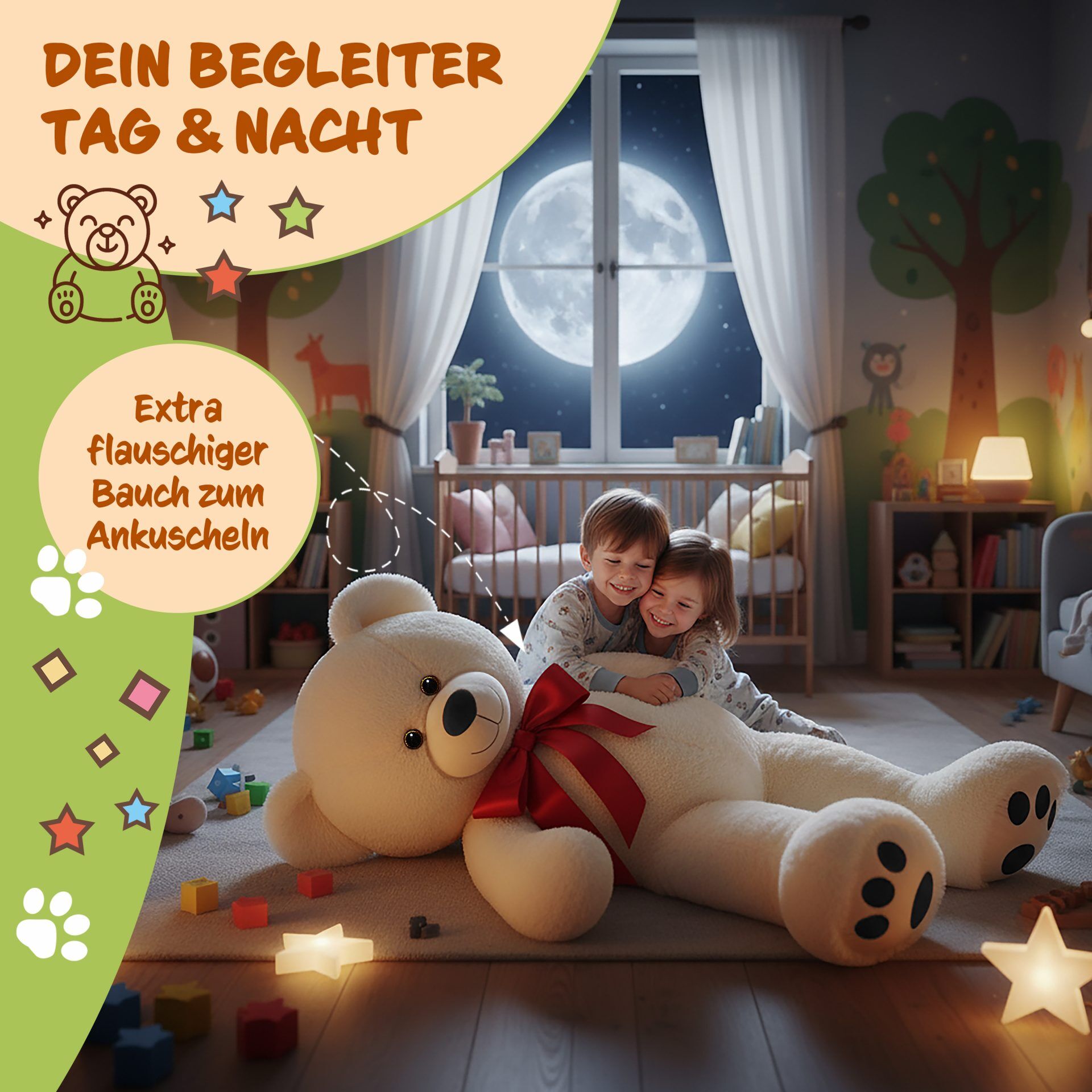 Plüschtier Teddybär XXL Weiß 150cm