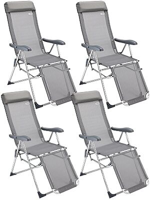 Gartenstuhl Hochlehner 4er-Set Grau Alu