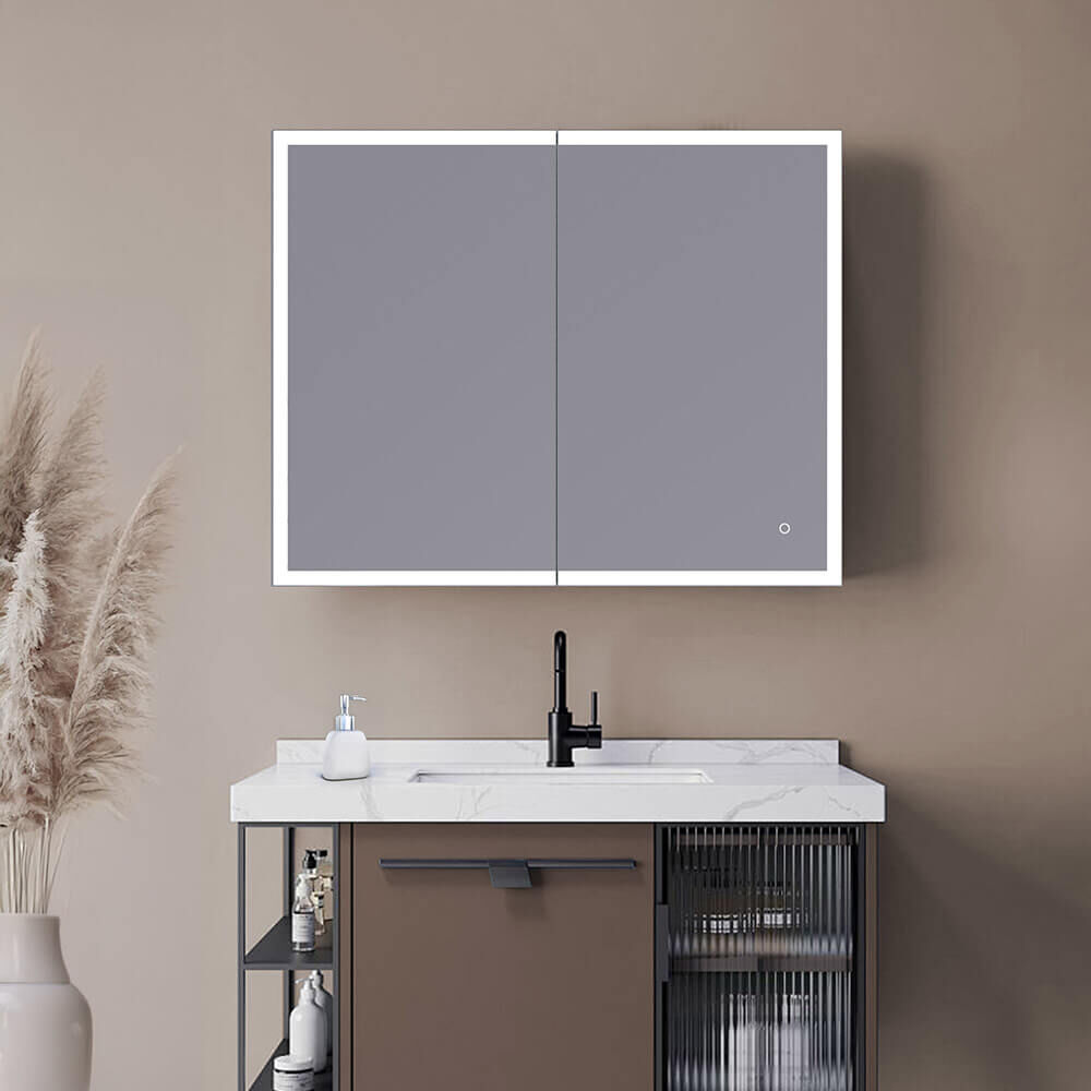 LED-Spiegelschrank EVE Schwarz - 80 x 60 cm