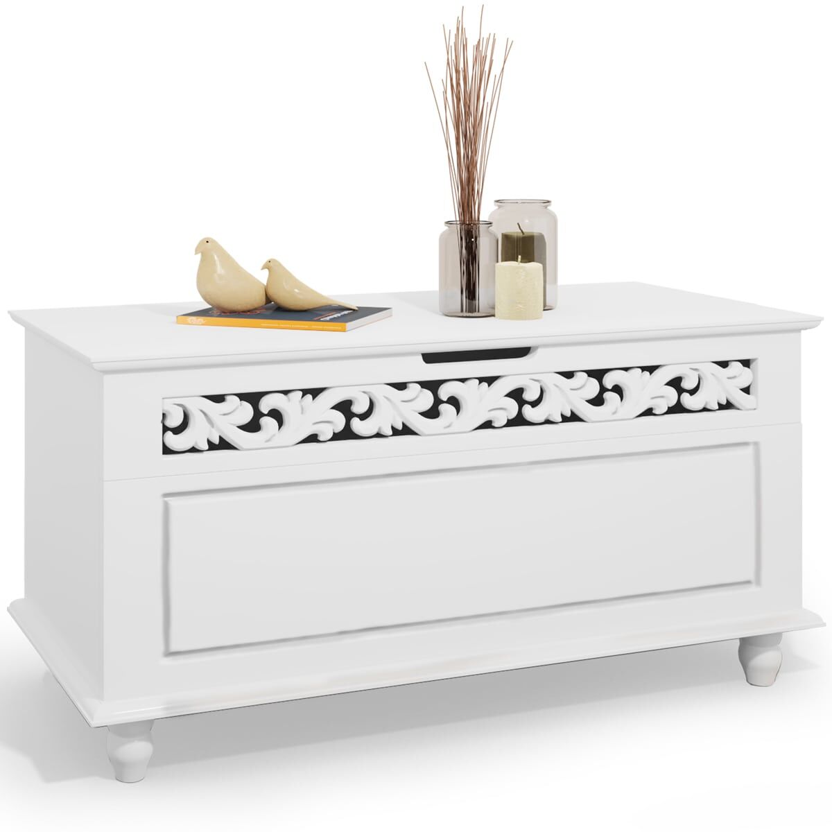 Holztruhe Jersey Weiß 80x40x48cm