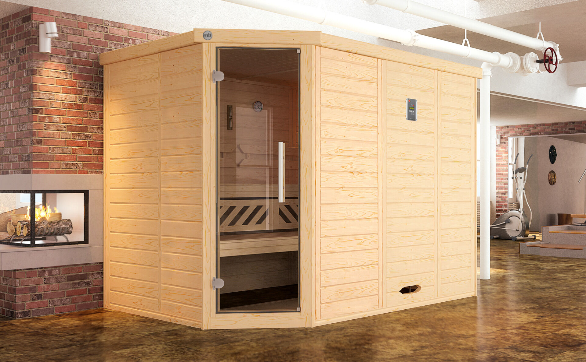 weka Design-Sauna KEMI Eck 3, ohne Ofen, ohne Beleuchtung