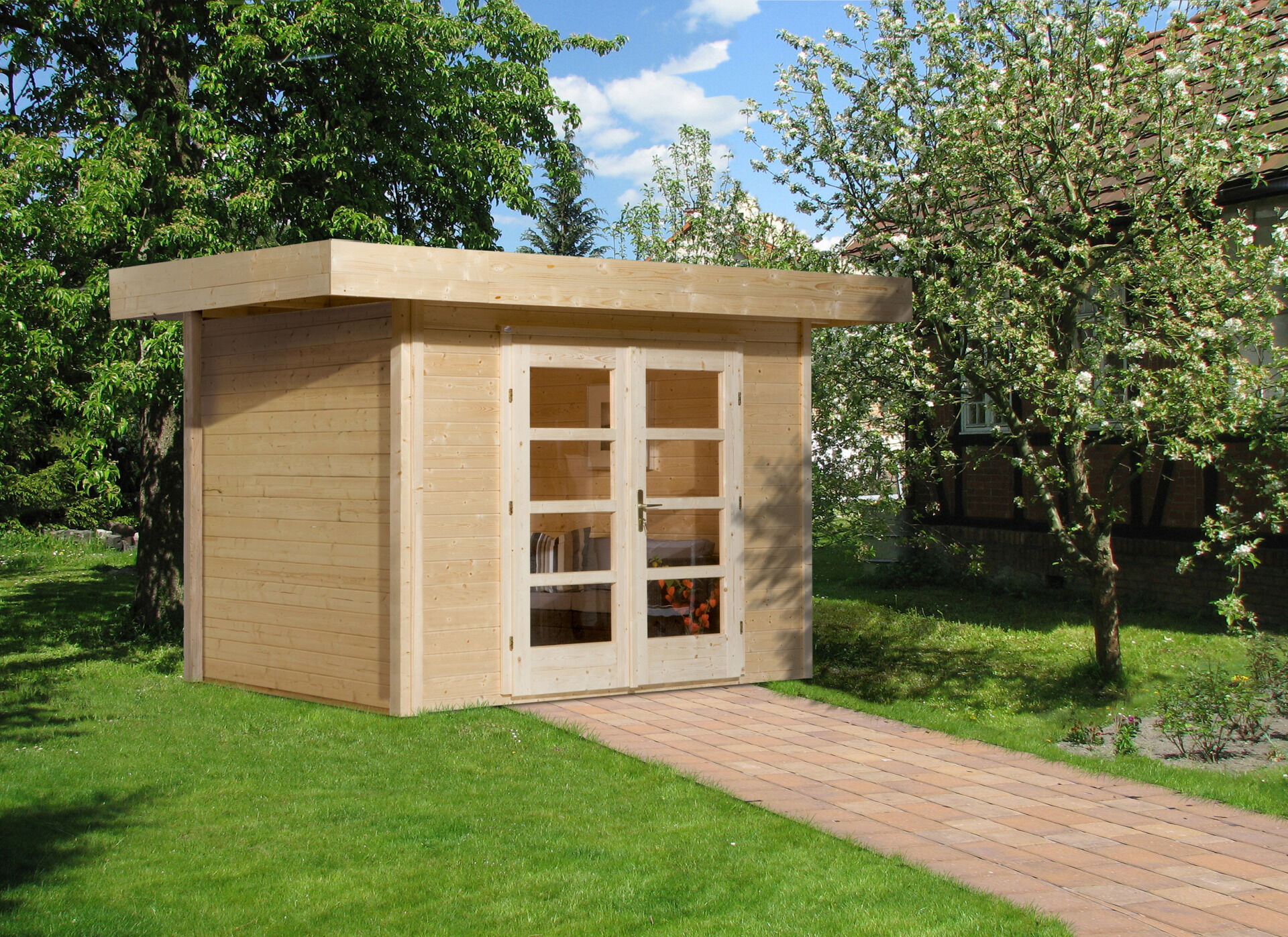 weka Design-Gartenhaus 126 Plus 3,6x2,9m, Naturbelassen