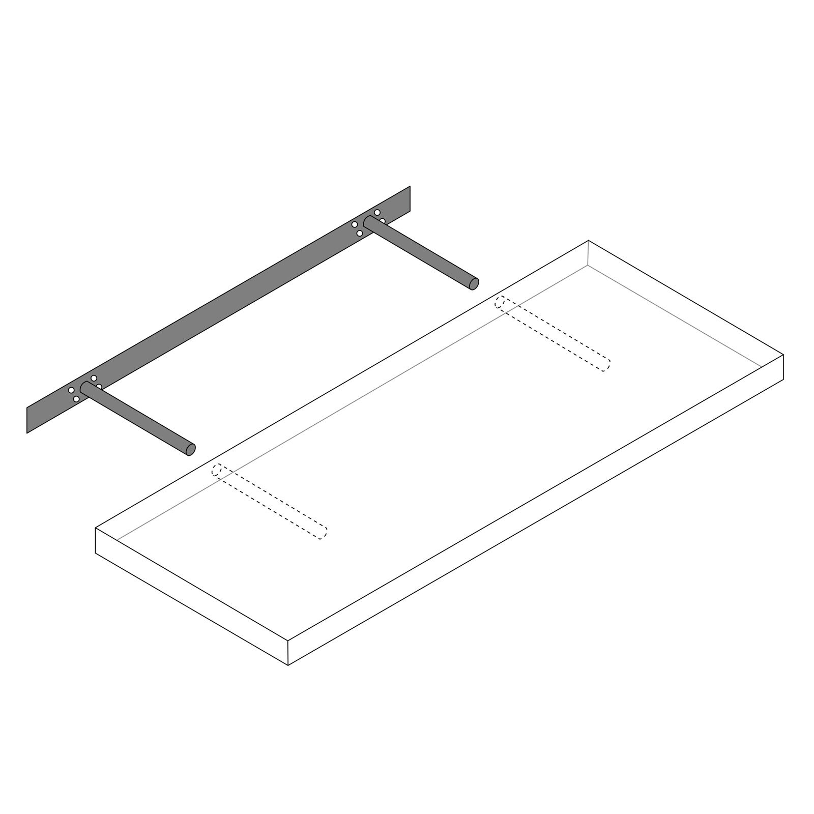 Wandregal Schweberegal 90cm Eiche dunkel + Halterung