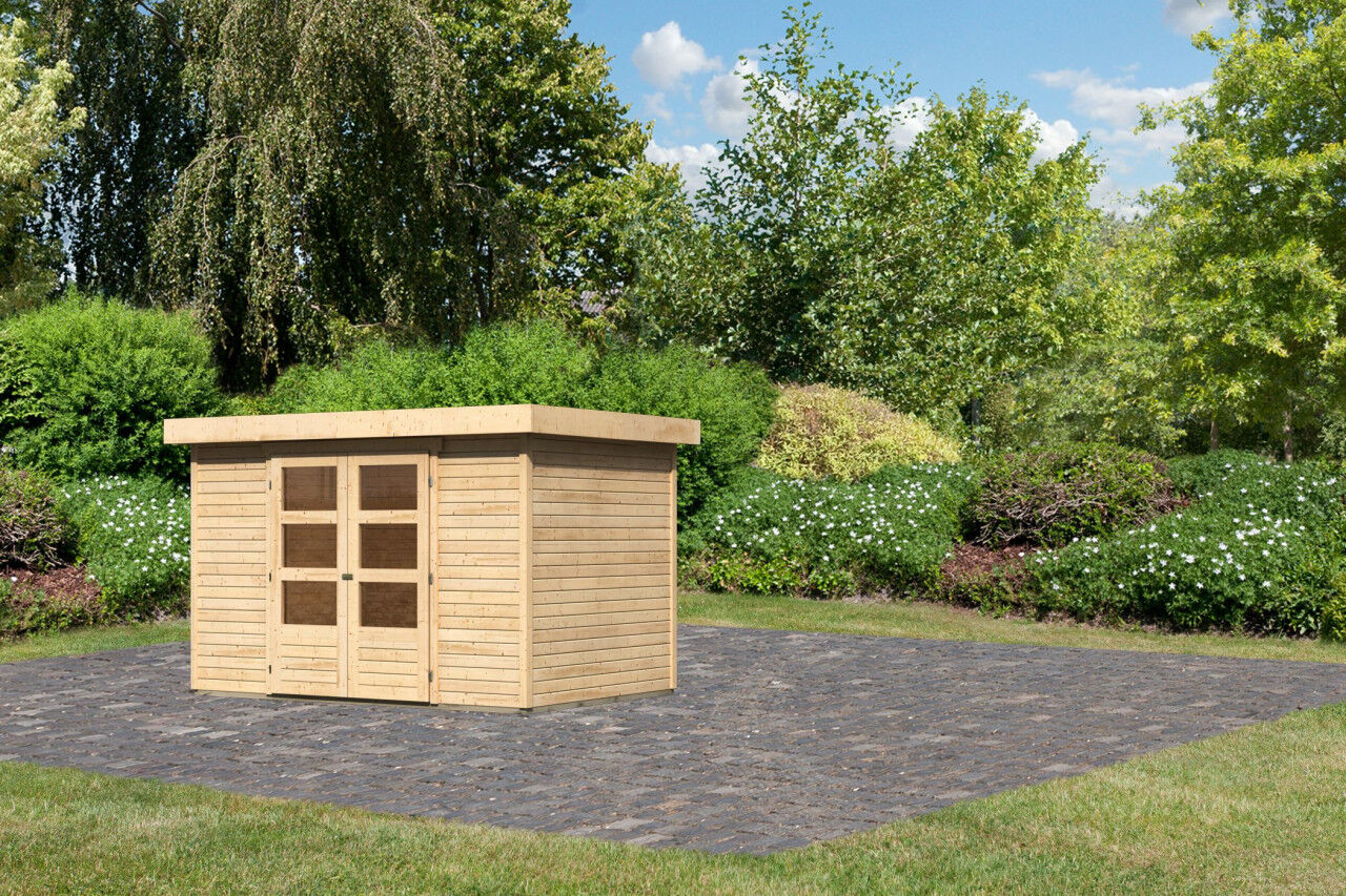 Flachdach Gartenhaus Askola 4 natur