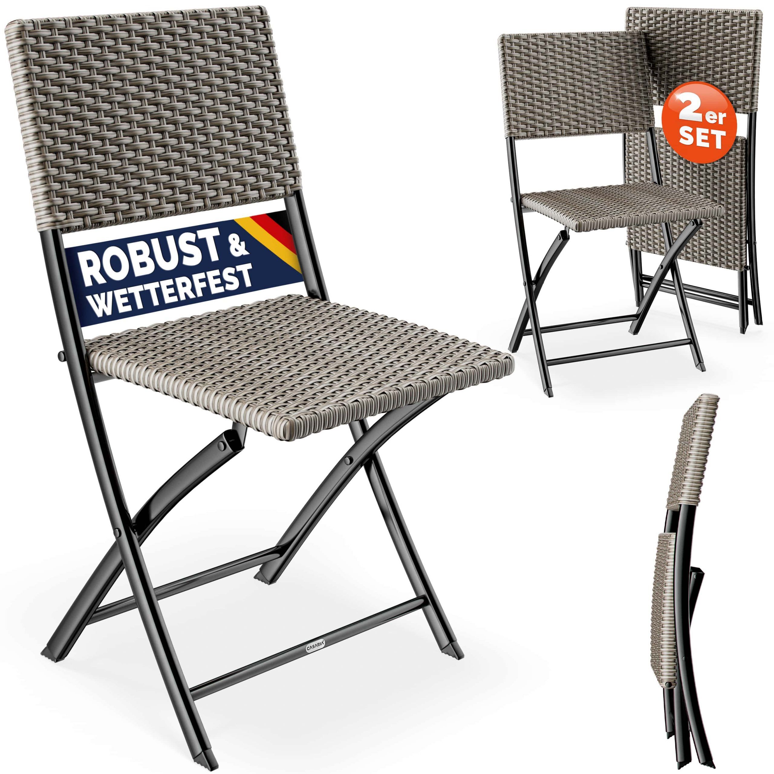 Polyrattan Klappstuhl Rom 2er-Set Creme