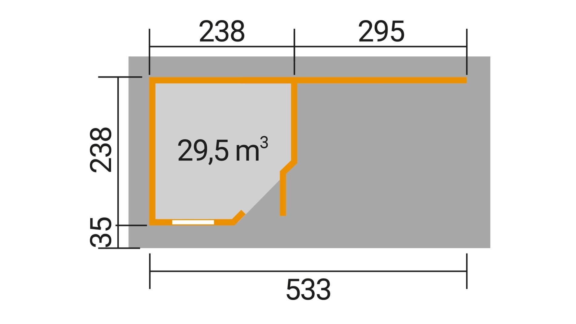 weka Design-Gartenhaus 213 B 5,9x2,8m, Naturbelassen, Premium Dachbahn selbstklebend