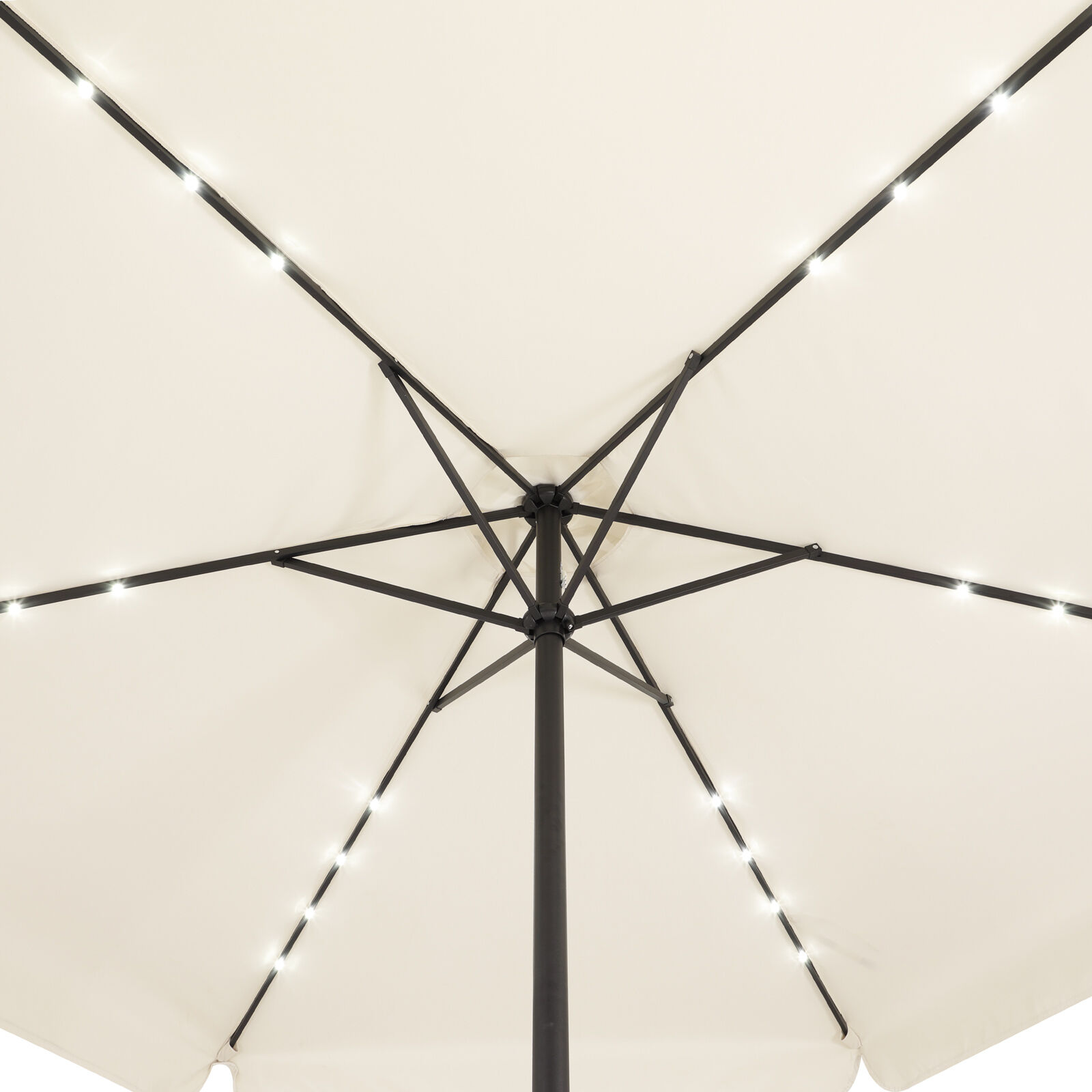 LED Solar Sonnenschirm Athen Creme Ø330cm UV-Schutz 80+