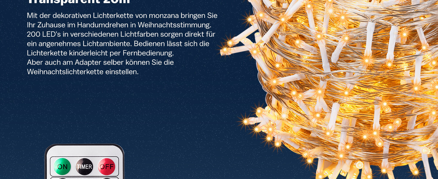 Lichterkette Weihnachten inkl Fernbedienung