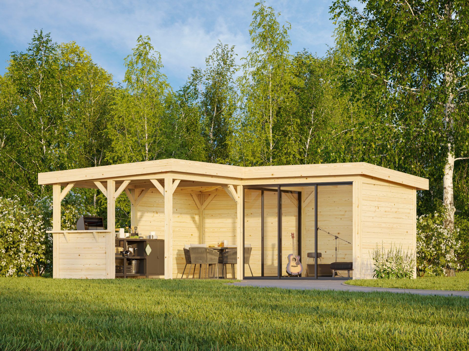Palmako modernes Gartenhaus Lenna 24,9 m2 Set 409 Slide